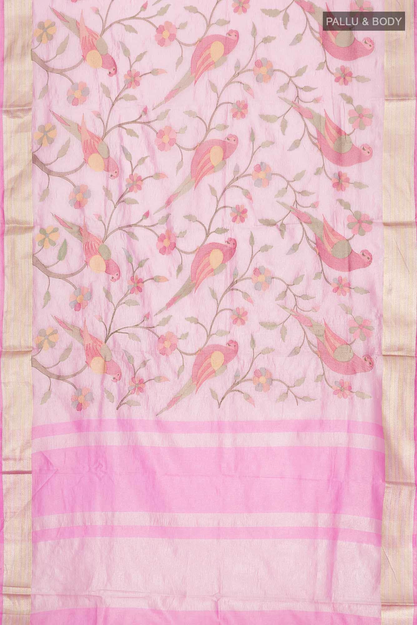 Pink Blended Tissue Silk Saree