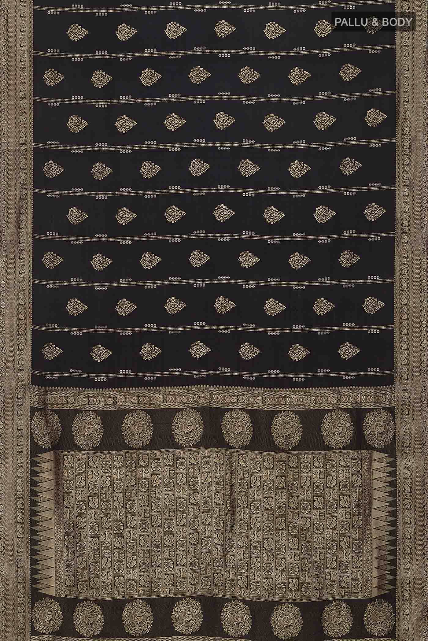 Black Mysore Crepe Saree