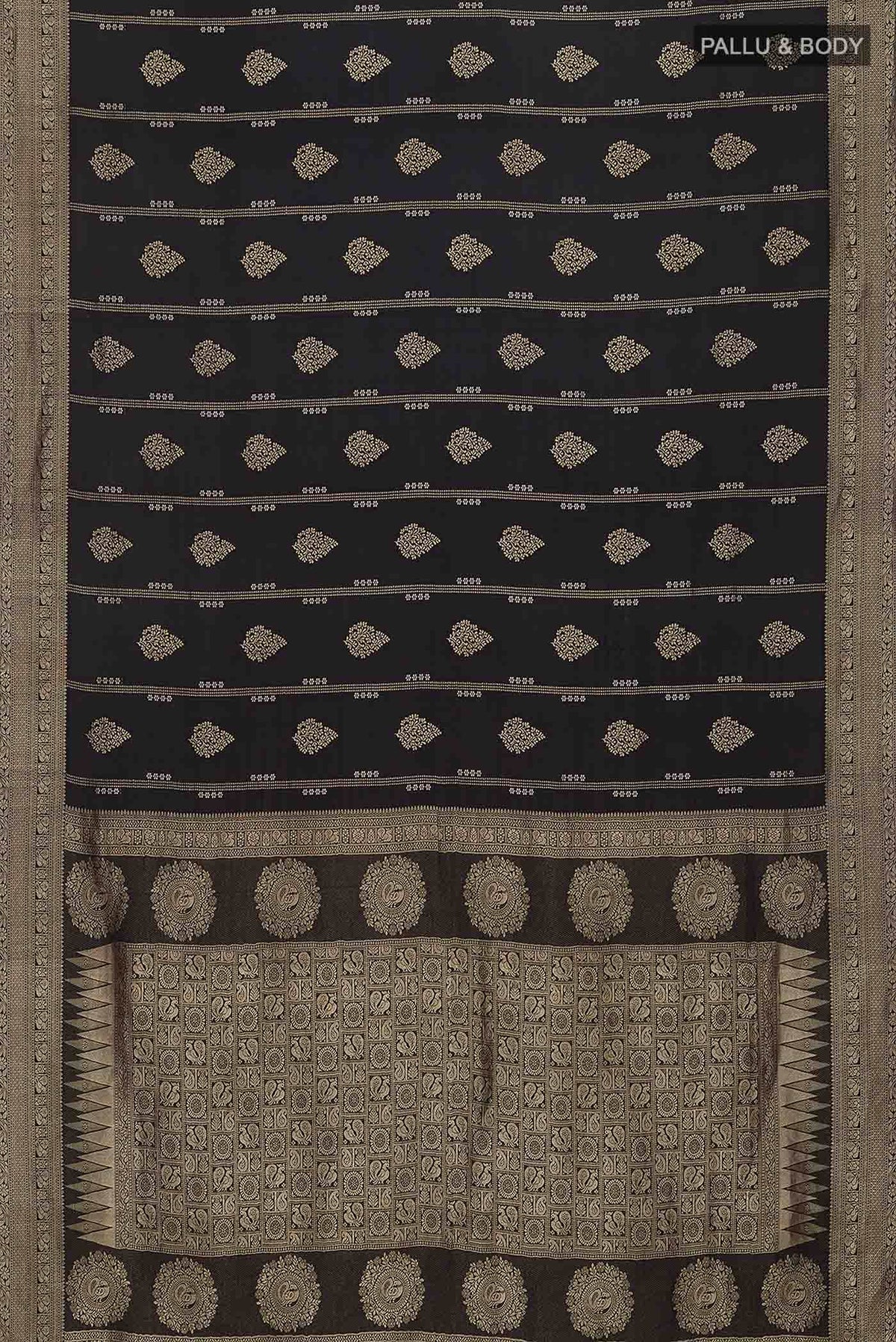 Black Mysore Crepe Saree