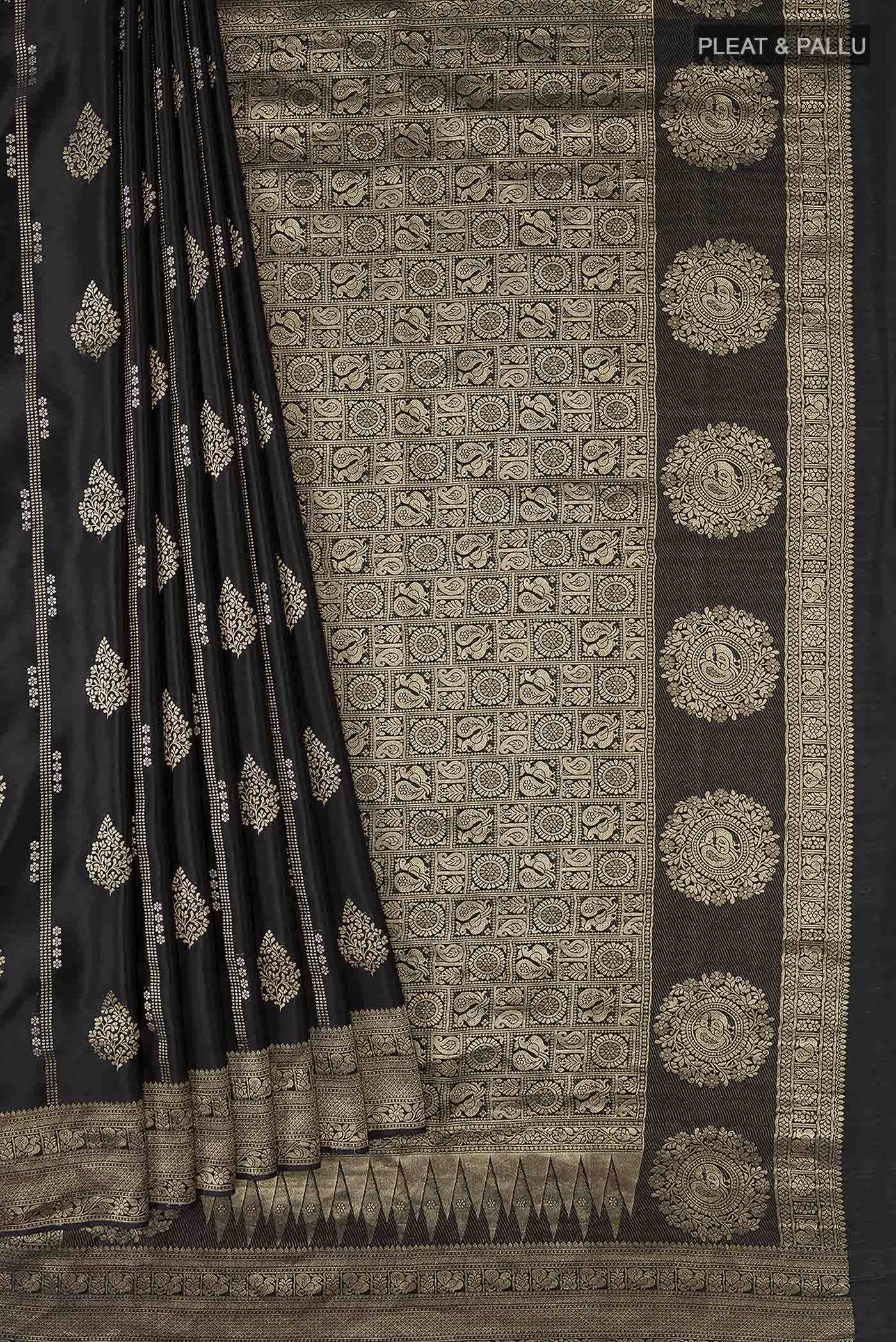 Black Mysore Crepe Saree