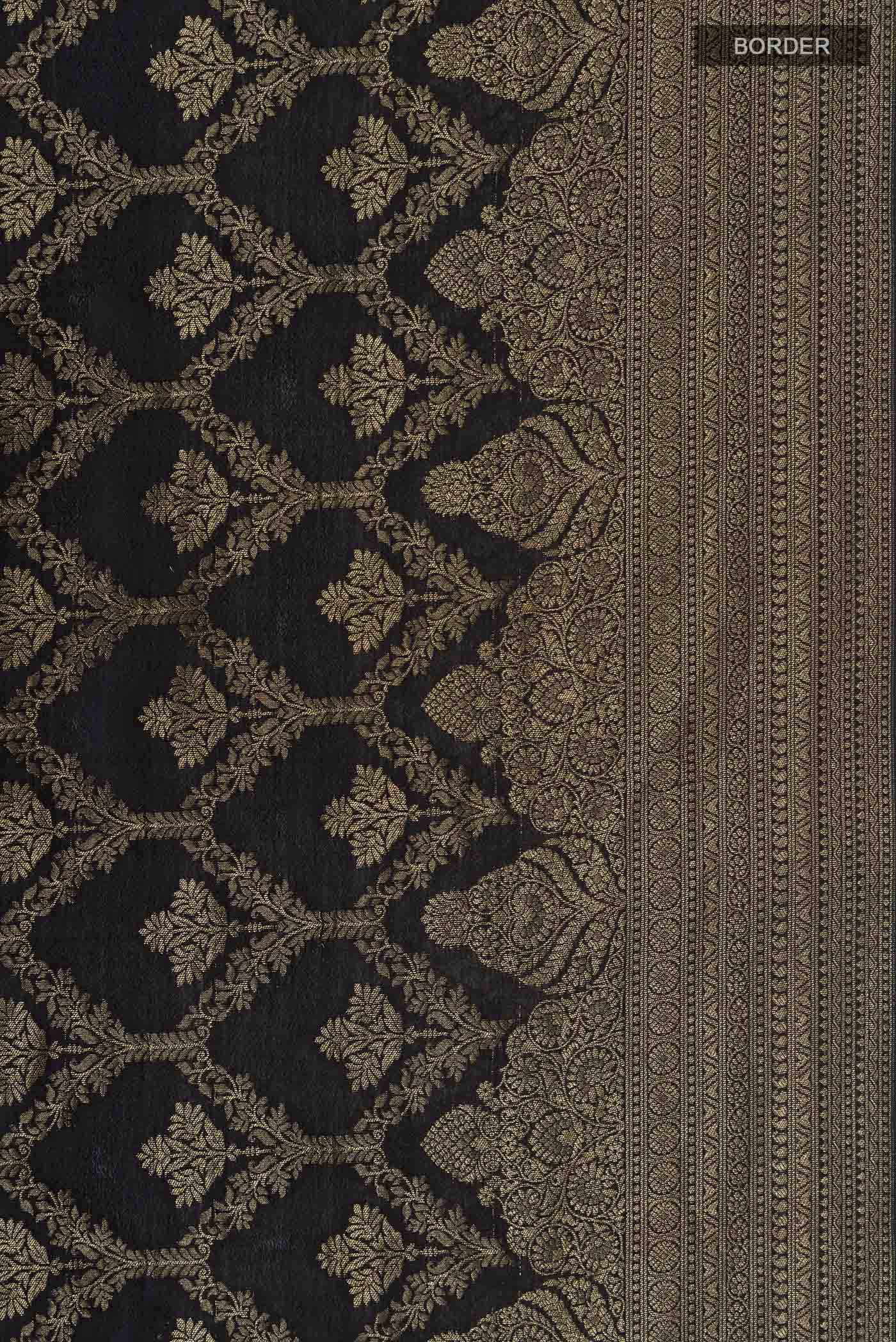 Black Mysore Crepe Saree