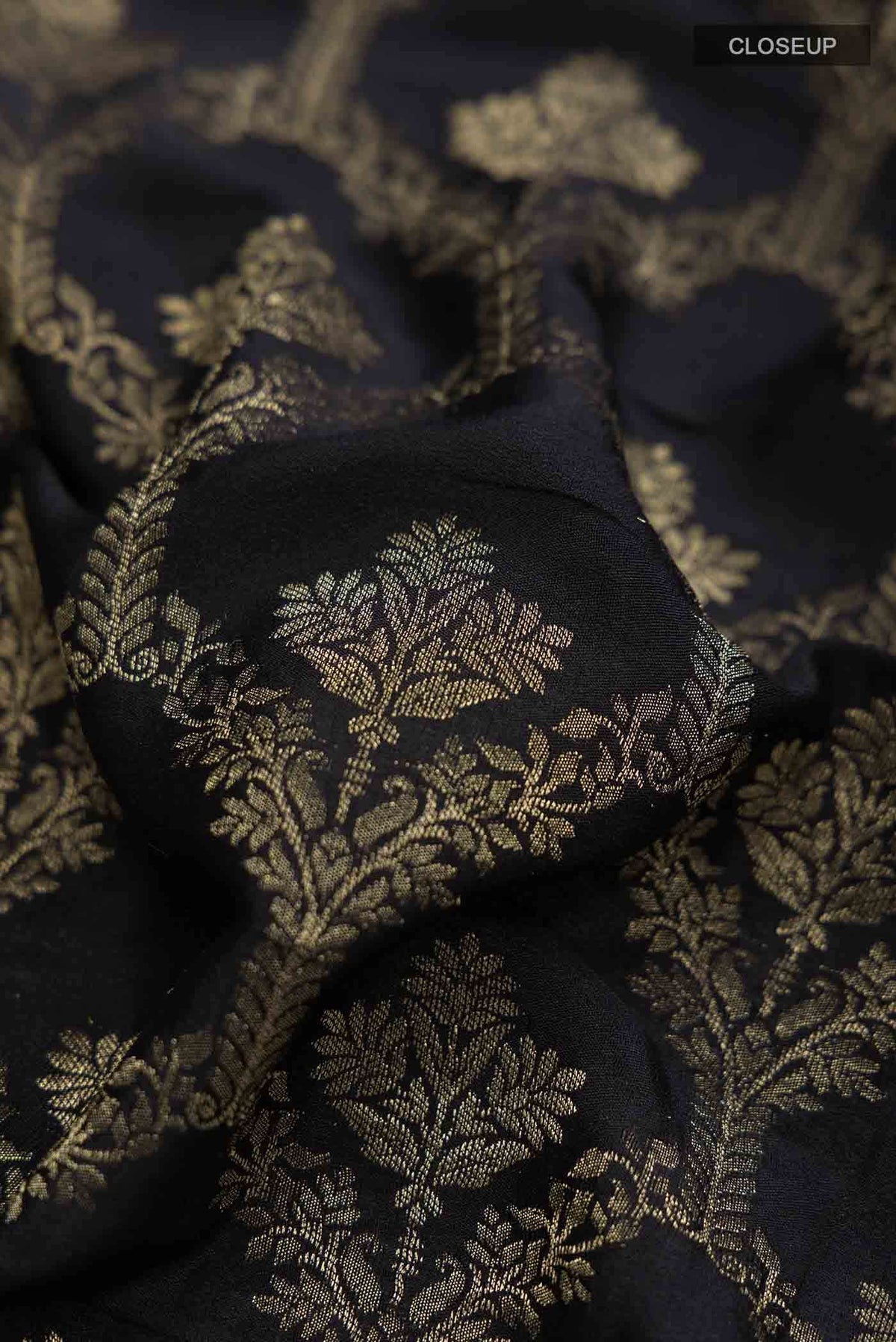 Black Mysore Crepe Saree