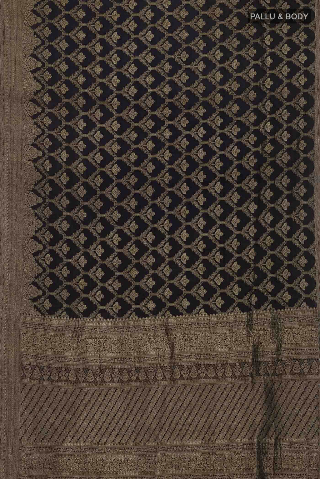 Black Mysore Crepe Saree