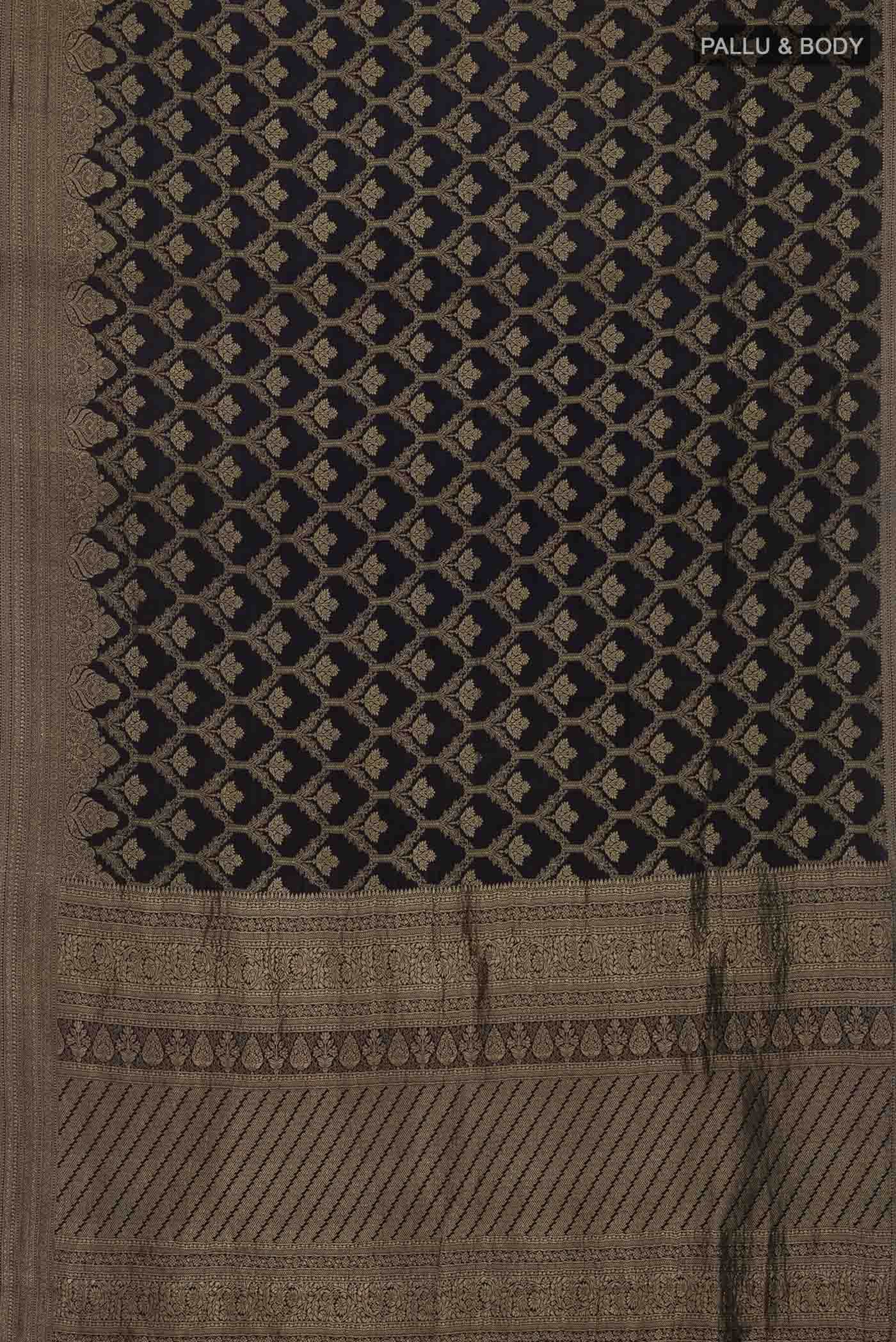 Black Mysore Crepe Saree