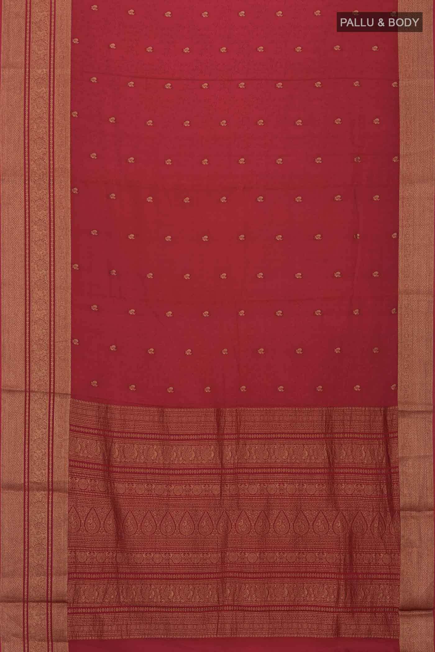 Maroon Mysore Crepe Saree