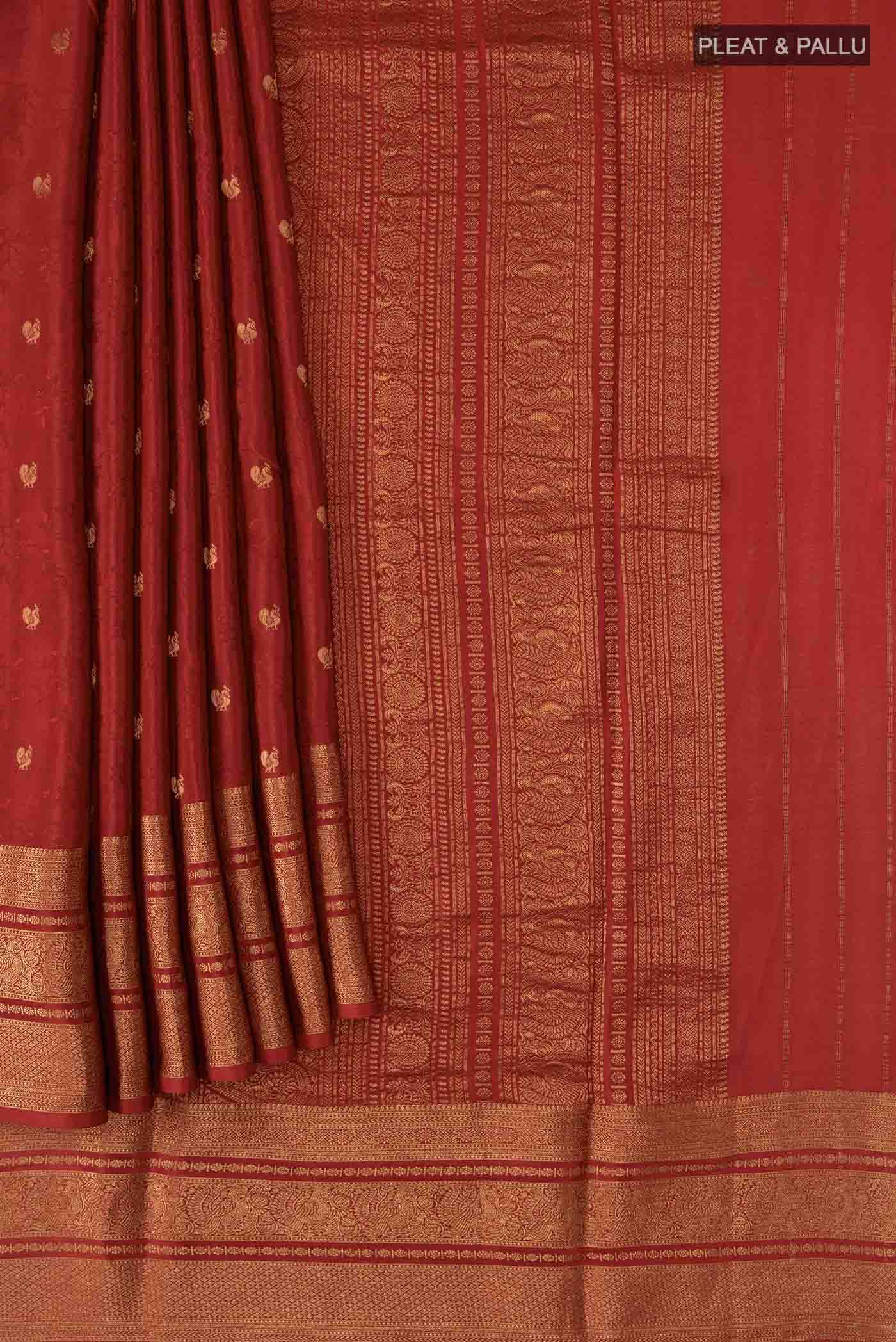 Maroon Mysore Crepe Saree
