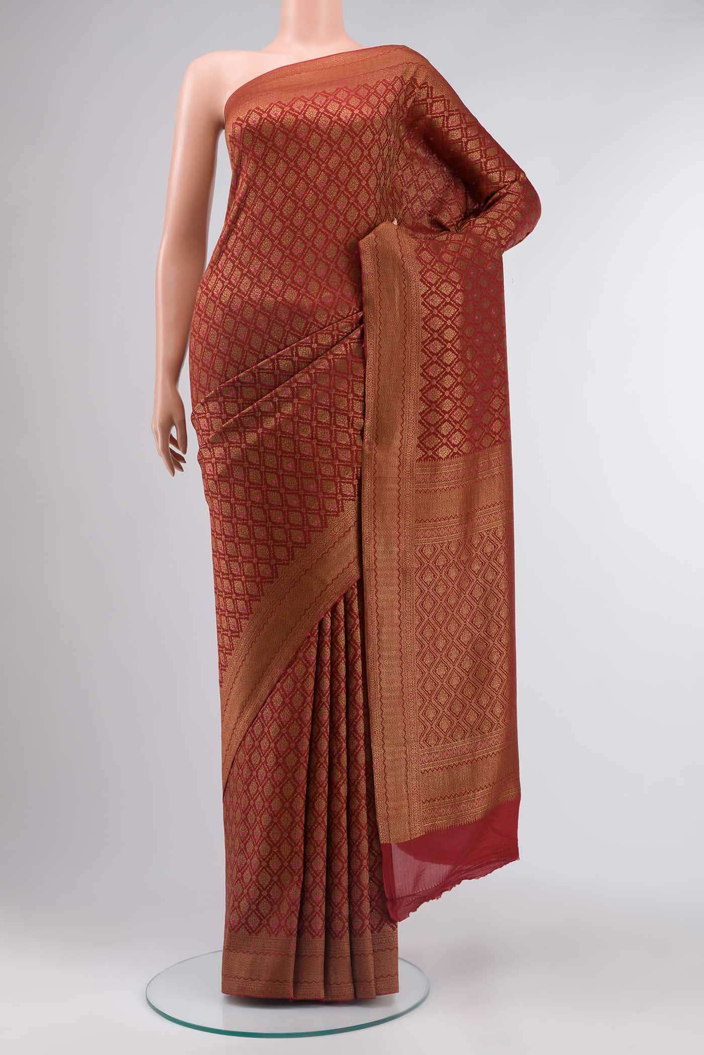 Rust Mysore Crepe Saree