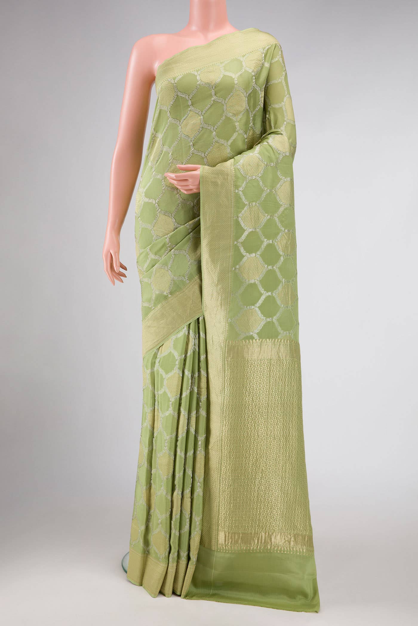 Green Dual Tone Banarasi Georgette Saree