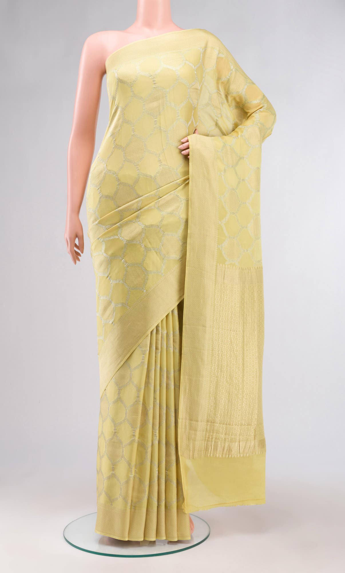 Yellow Crepe Saree