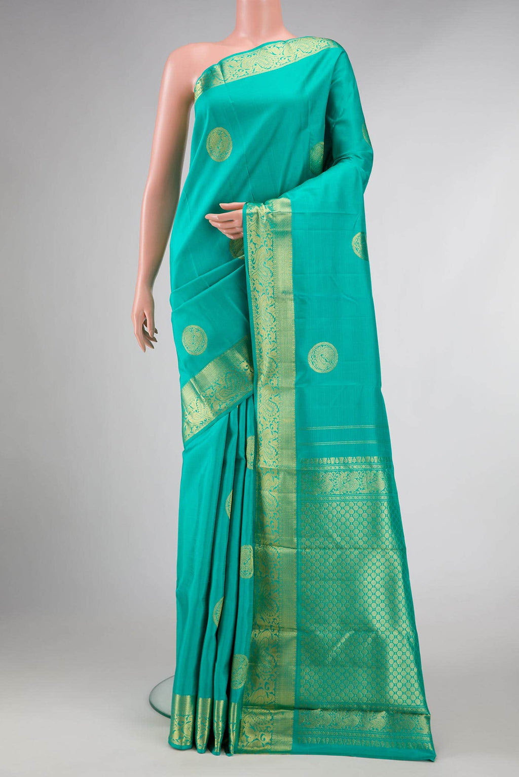 Sea Green Dual Tone Kanchipuram Silk Saree