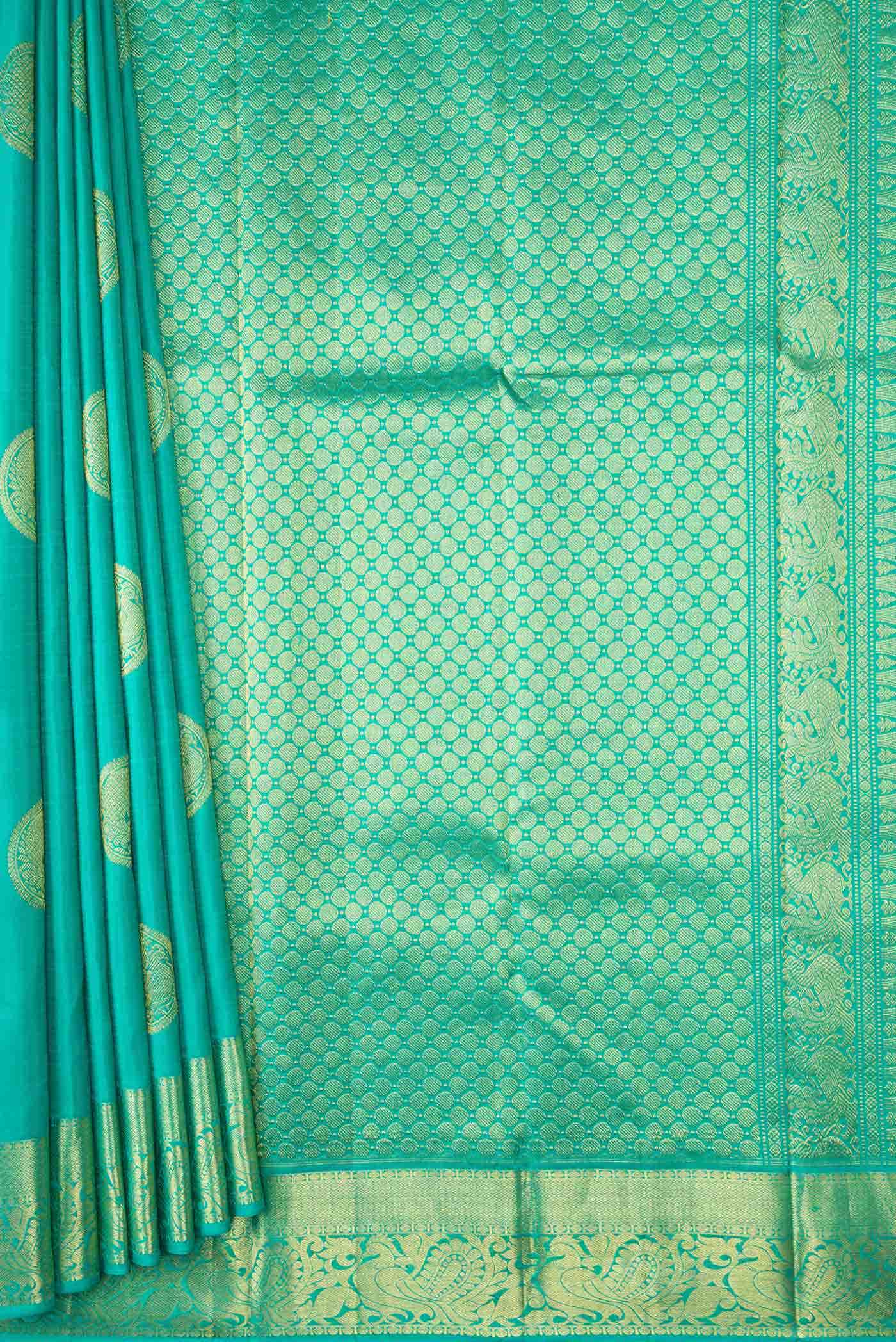 Sea Green Dual Tone Kanchipuram Silk Saree
