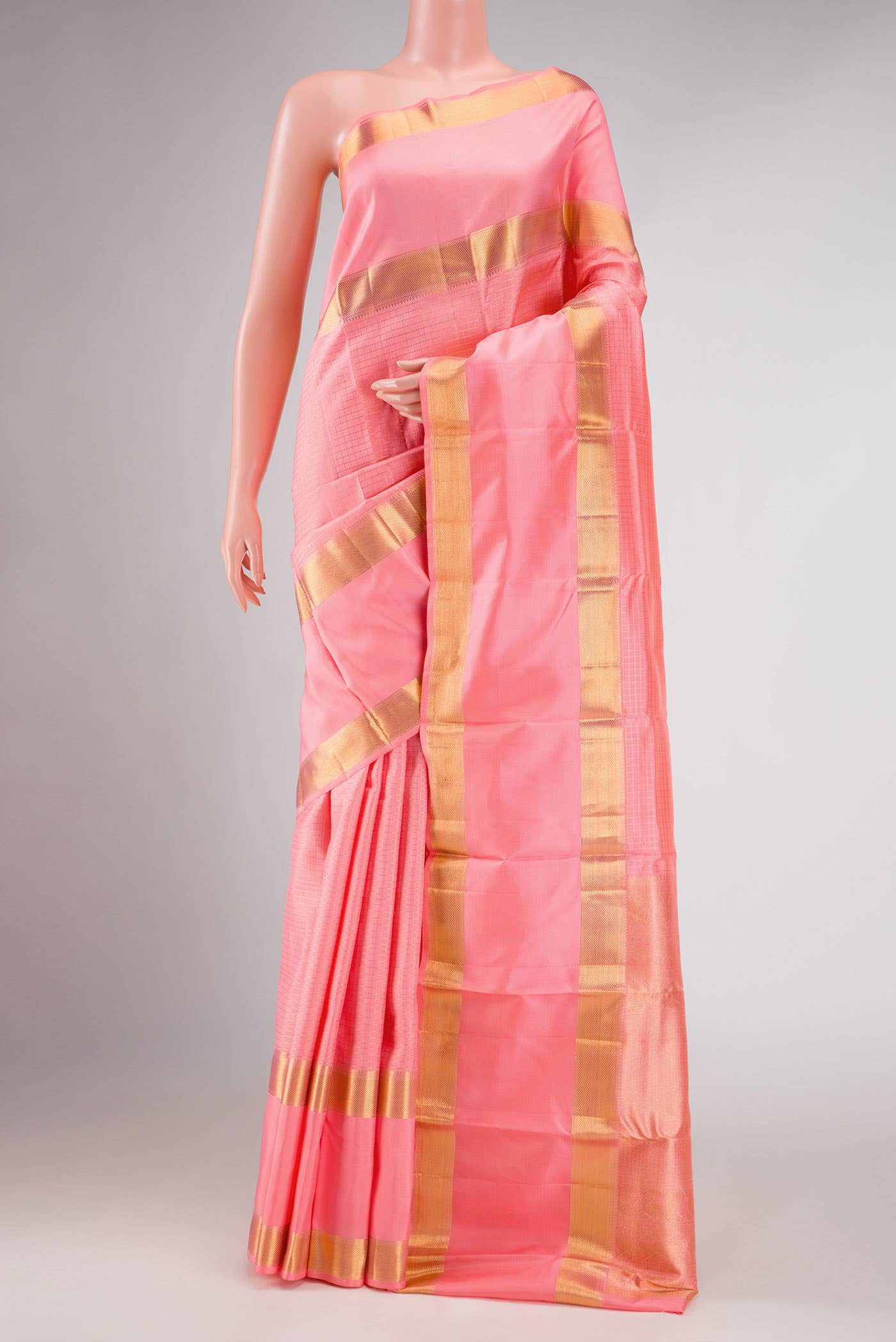 Pink Dual Tone Kanchipuram Silk Saree