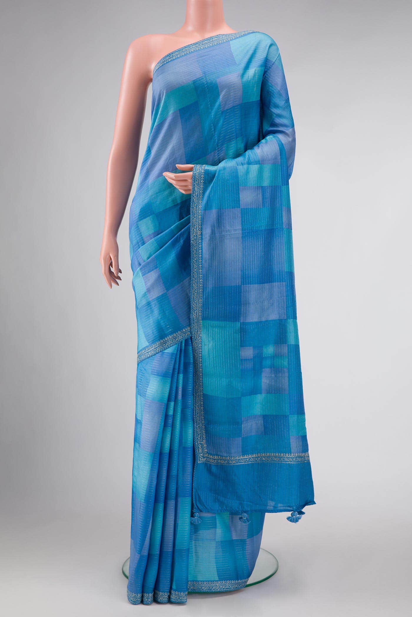 Blue Tussar Silk Saree