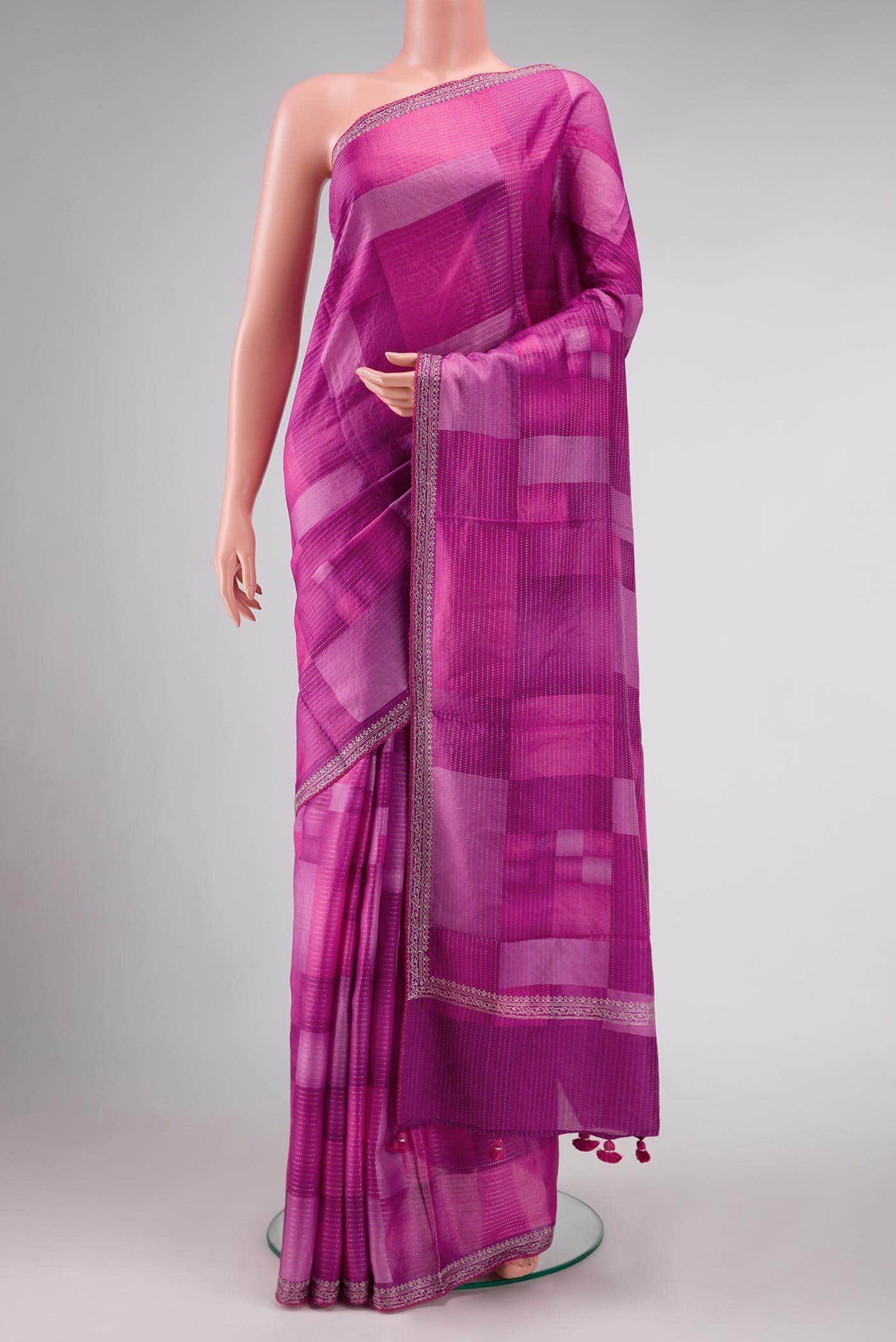Pink Tussar Silk Saree