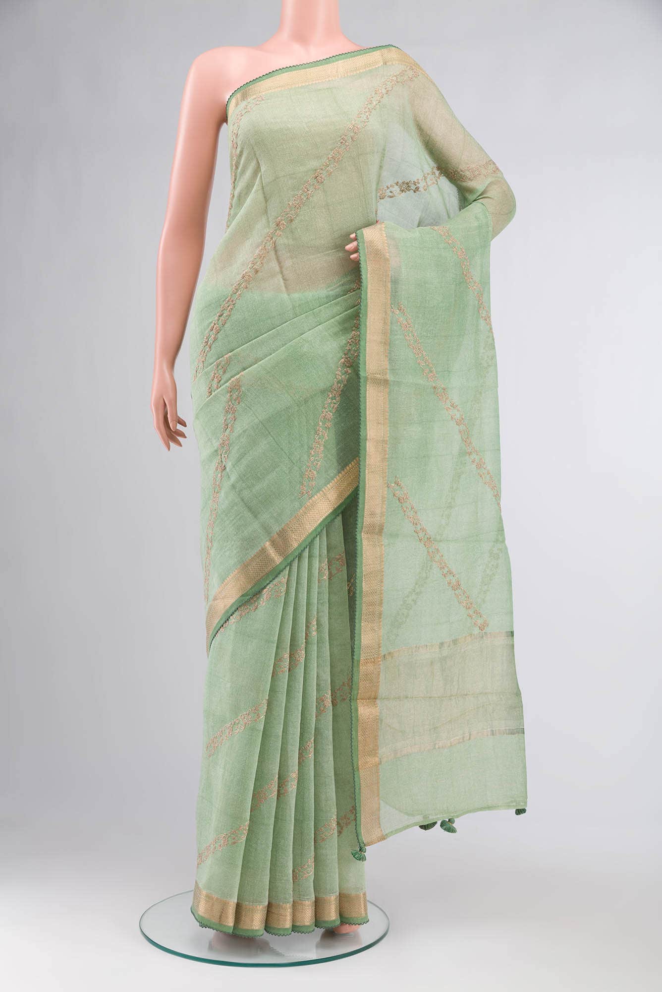 Green Bhagalpuri Tussar Silk Saree