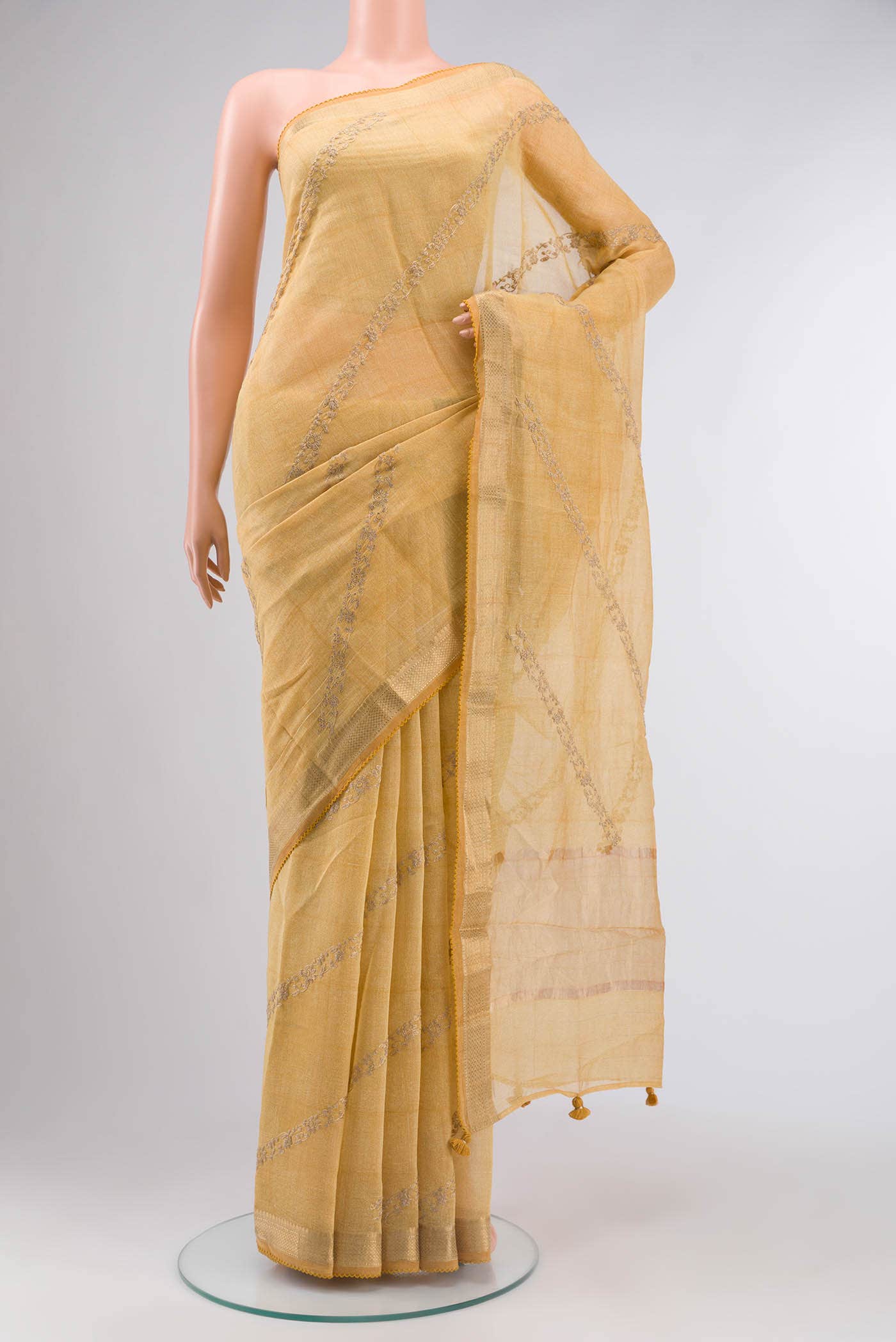 Yellow Tussar Silk Saree