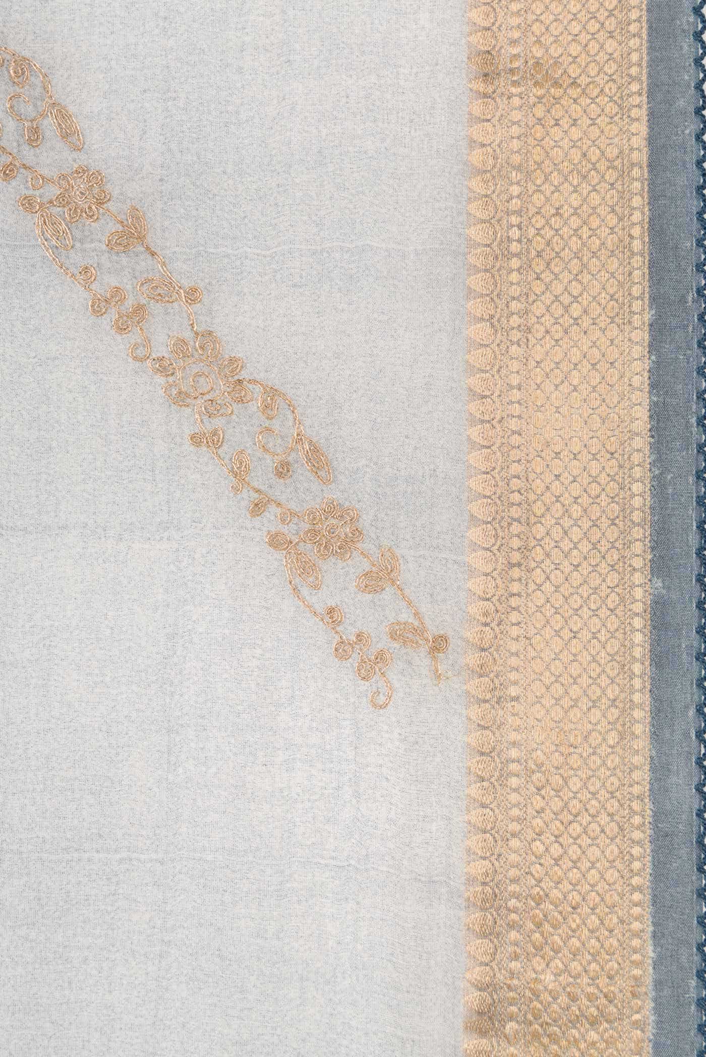 Grey Tussar Silk Saree