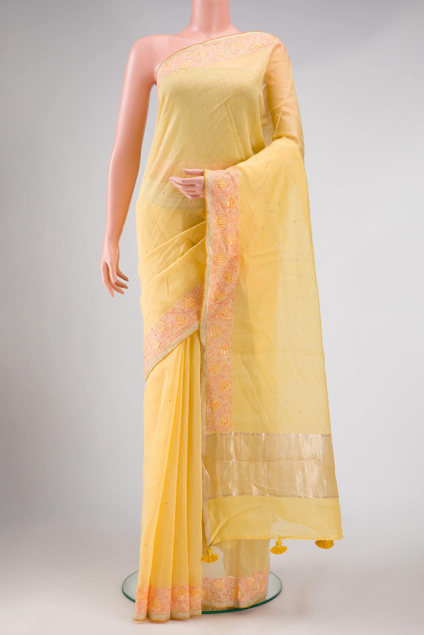 Yellow Chanderi Silk Saree