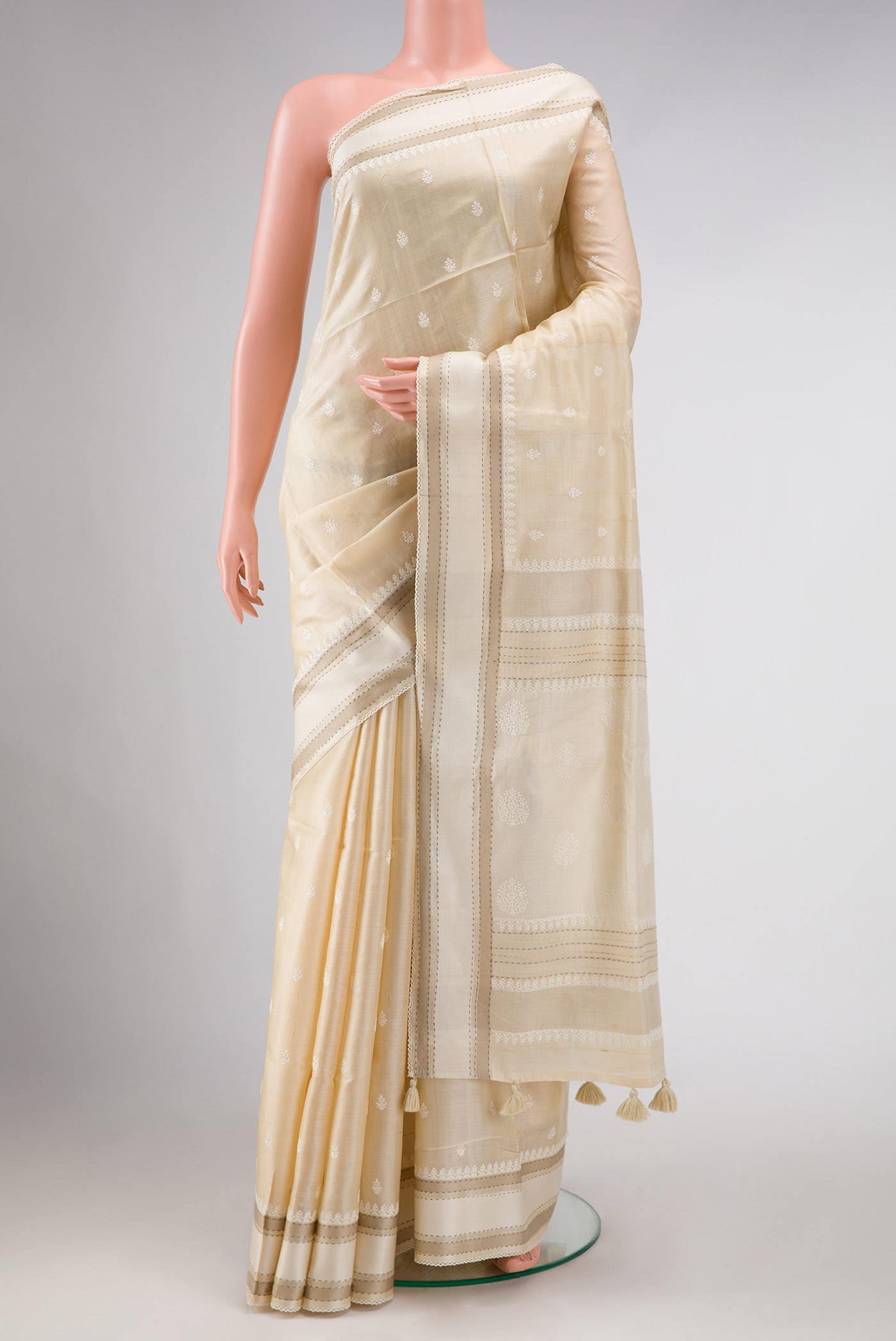 Sandal Tussar Silk Saree