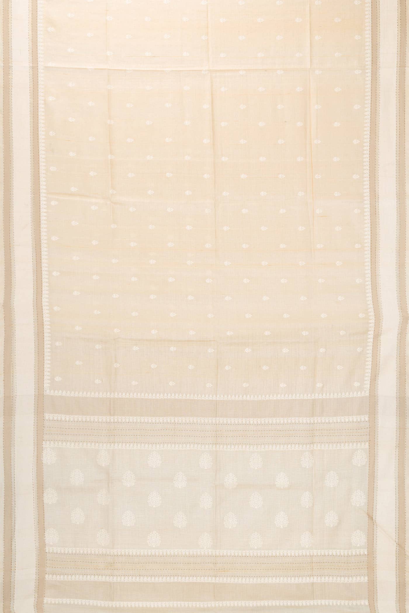 Beige Tussar Silk Saree