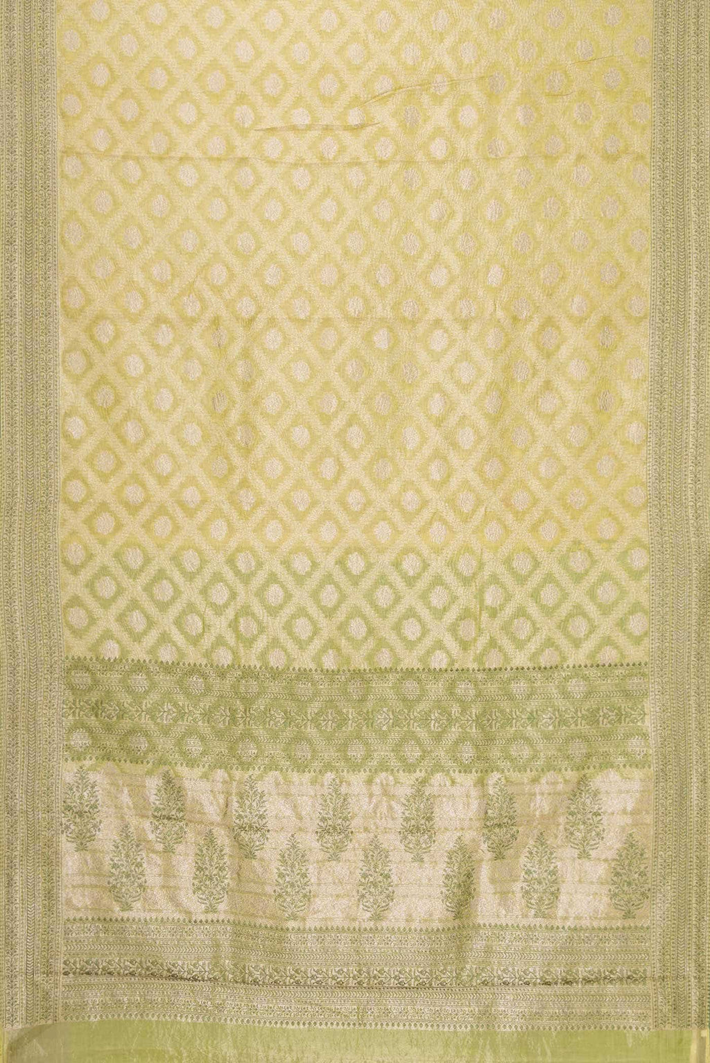 Pista Green Chanderi Tissue Silk Saree