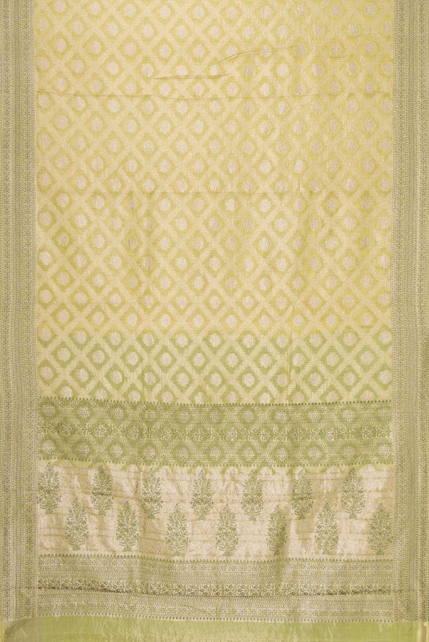 Pista Green Chanderi Tissue Silk Saree