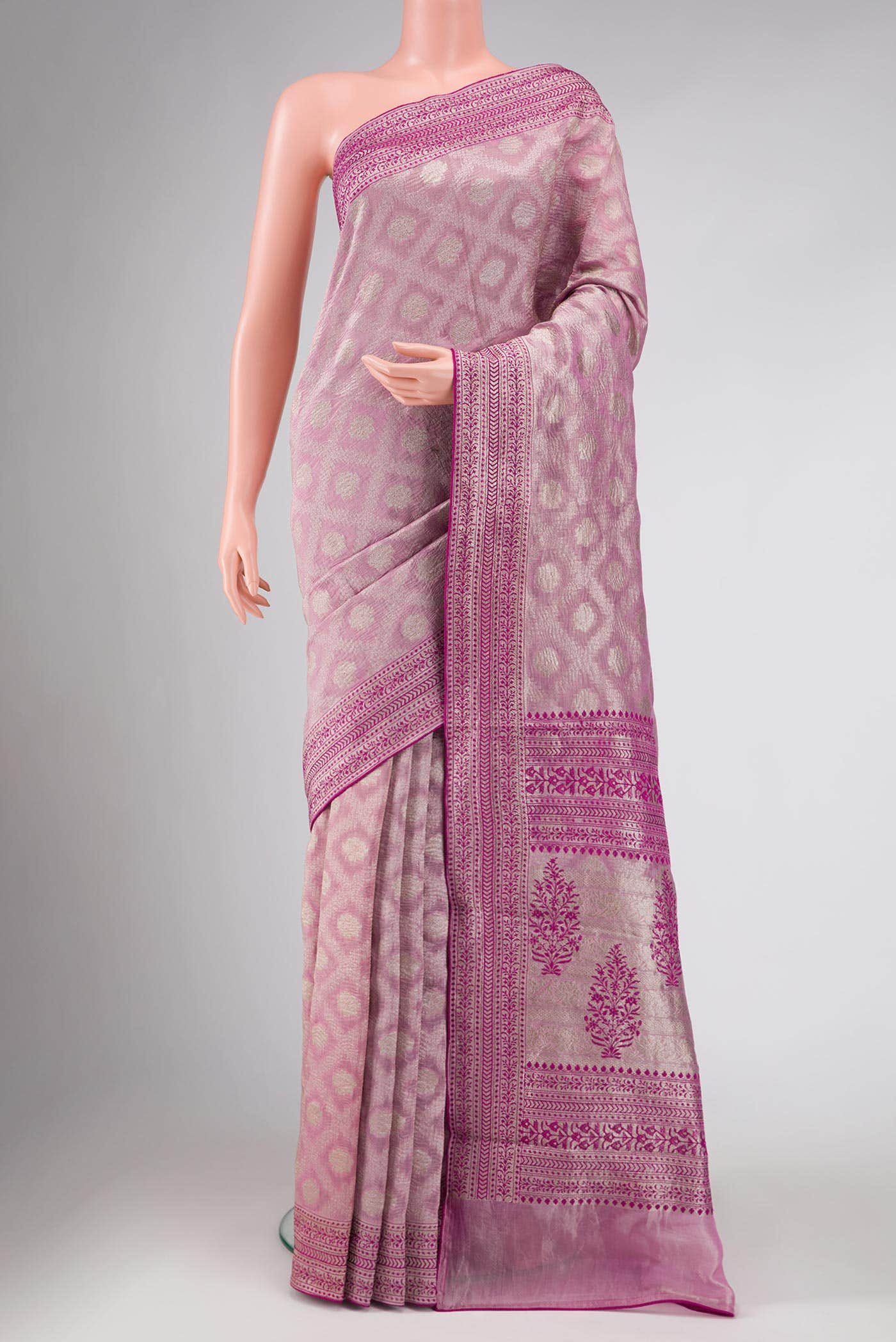 Lavender Dual Tone Chanderi Tissue Silk Saree