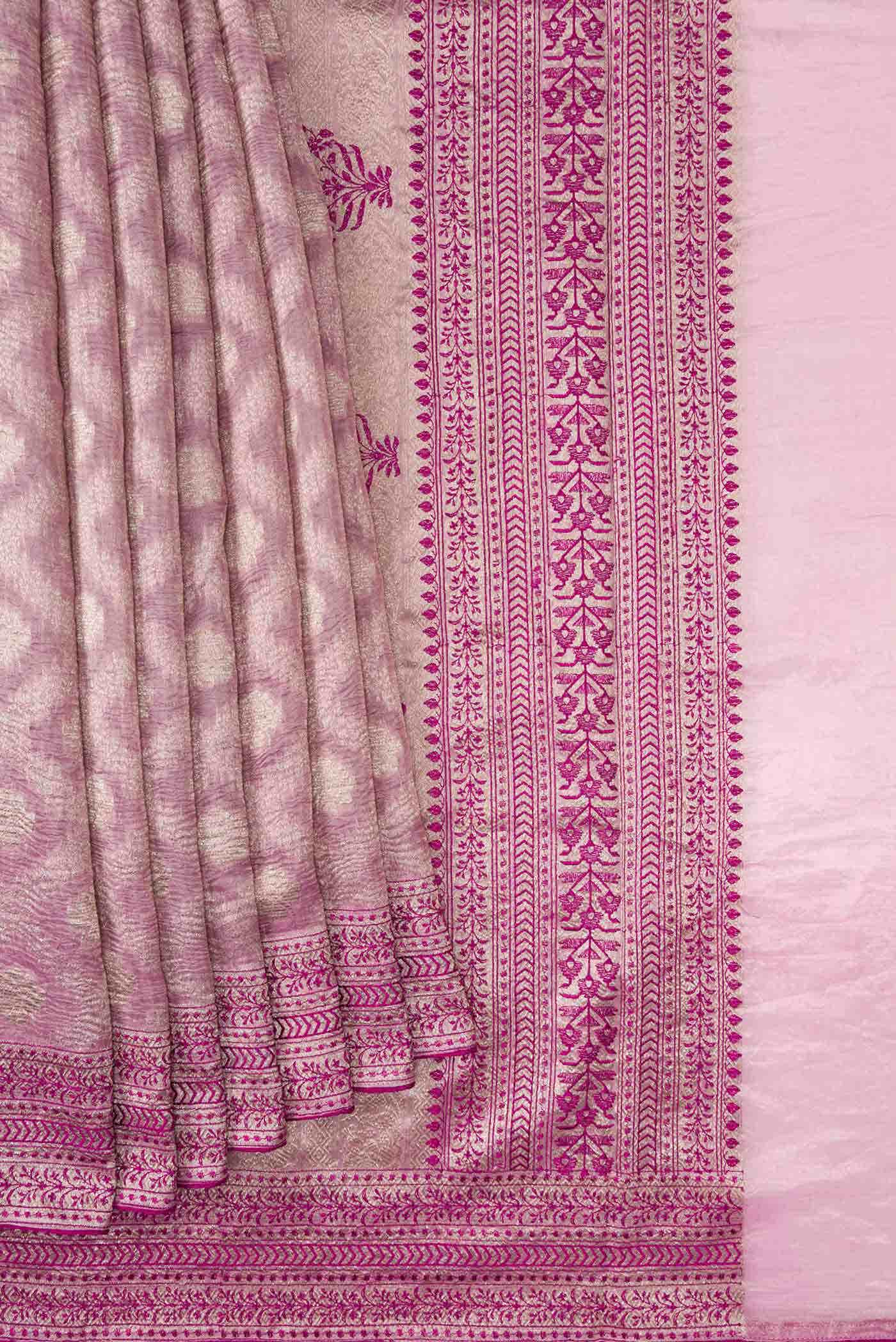 Lavender Dual Tone Chanderi Tissue Silk Saree