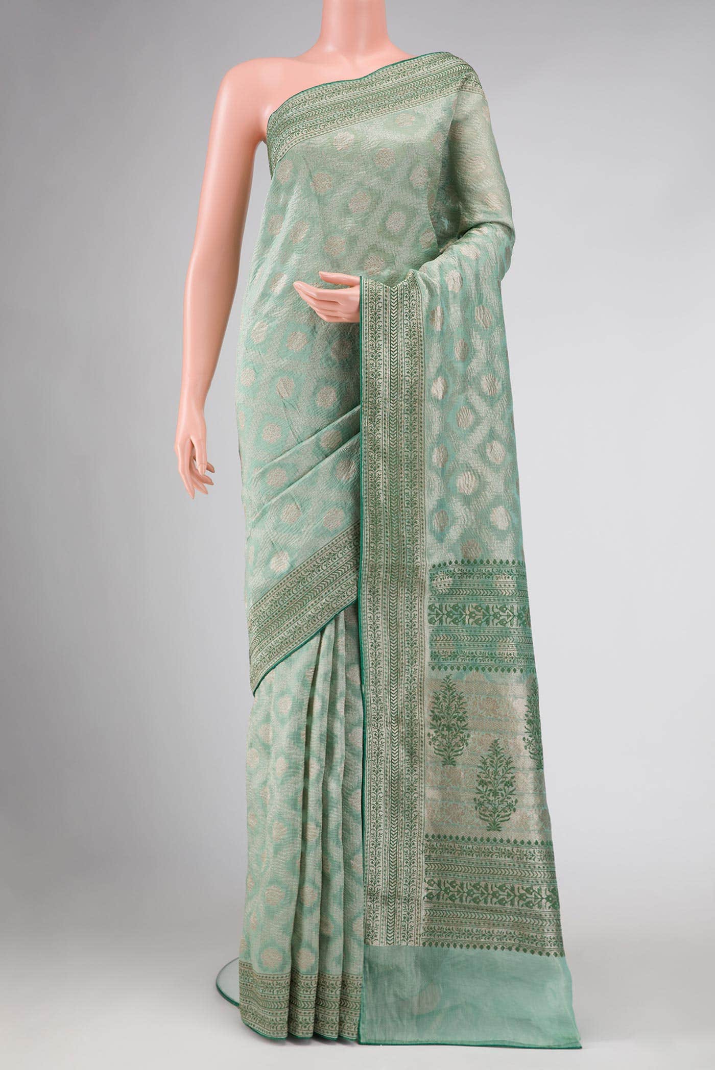 Davys Grey Chanderi Tissue Silk Saree