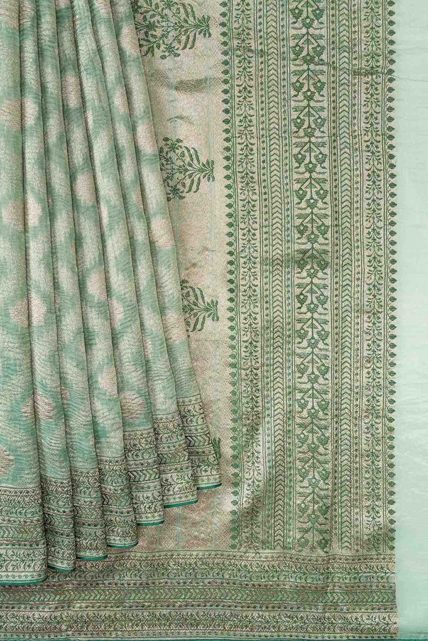 Davys Grey Chanderi Tissue Silk Saree