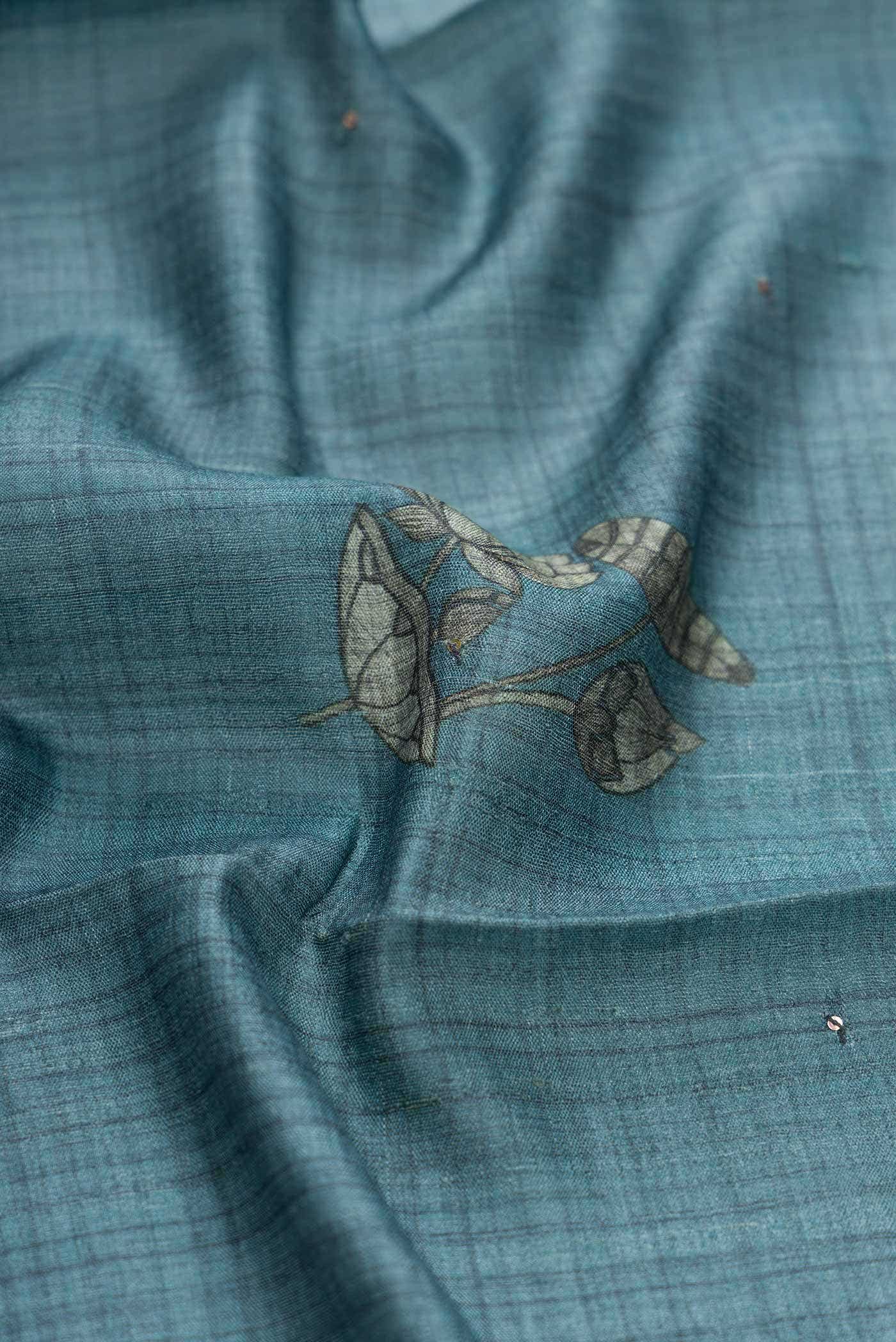 Maya Blue Tussar Silk Saree