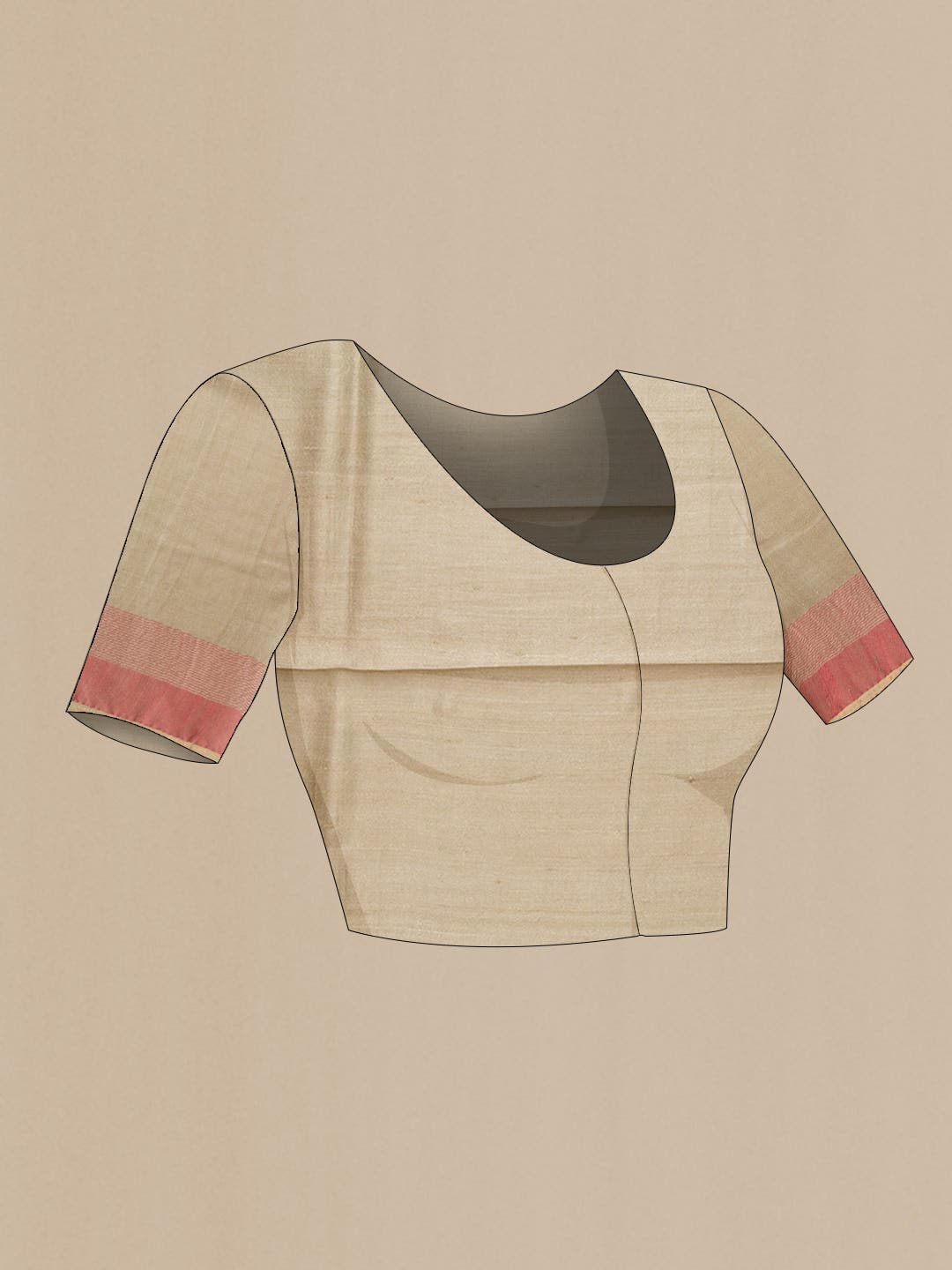 Beige Tussar Silk Saree