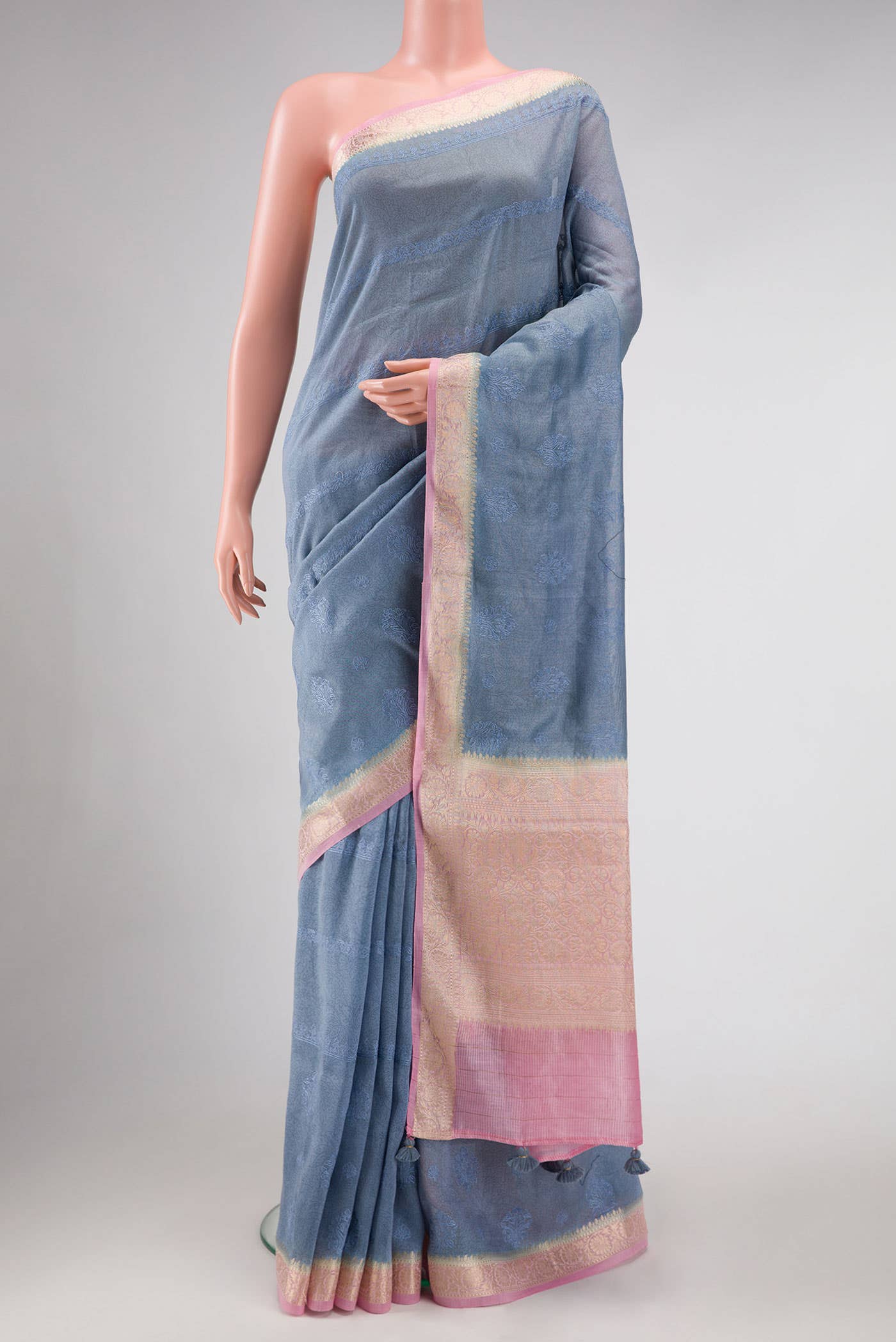 Grey Chanderi Silk Saree