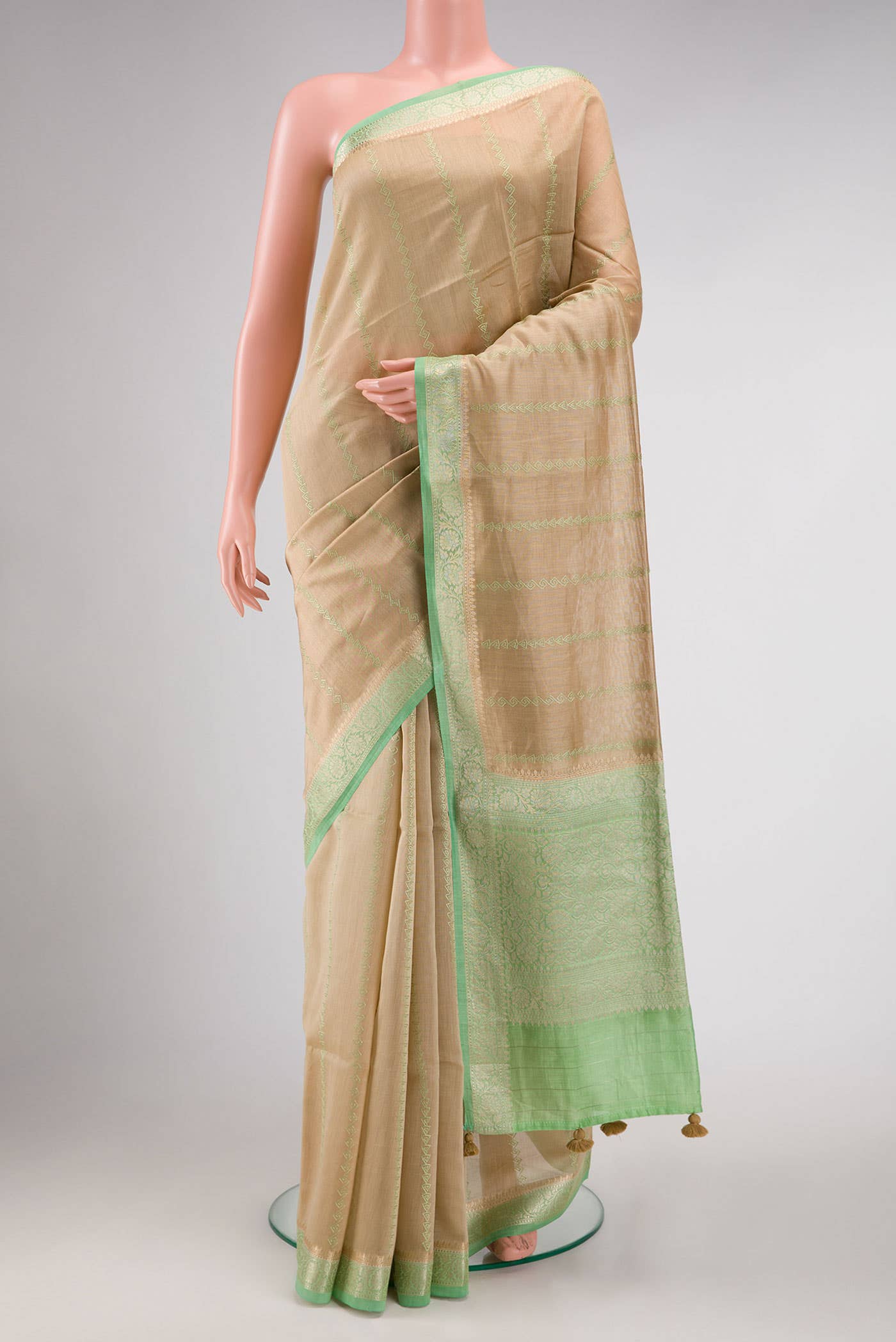 Beige Chanderi Silk Saree