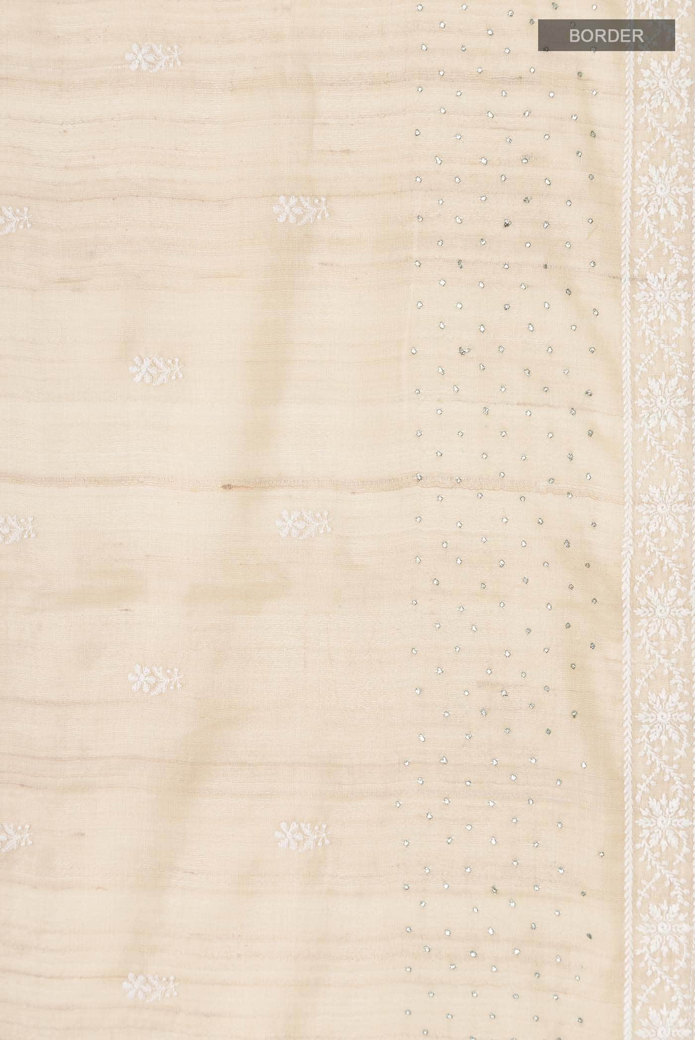 Cream Bhagalpuri Tussar Silk Saree