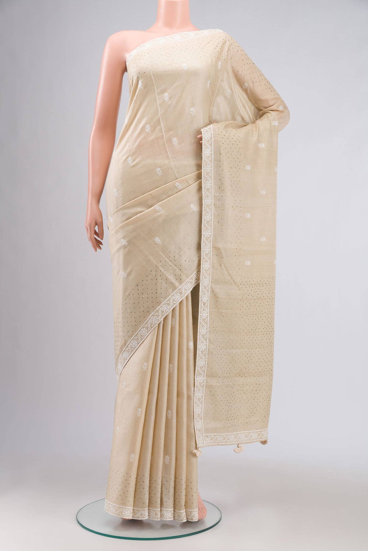 Cream Bhagalpuri Tussar Silk Saree