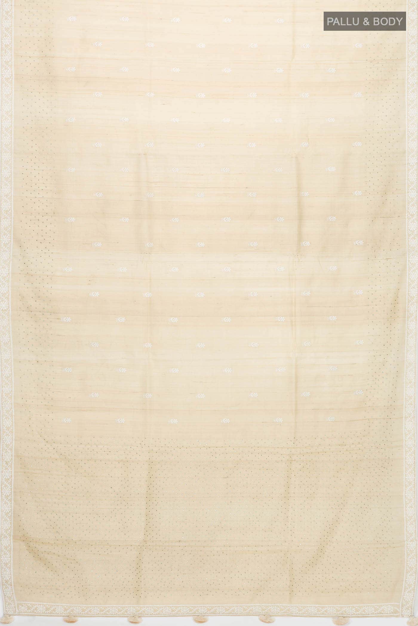 Cream Bhagalpuri Tussar Silk Saree