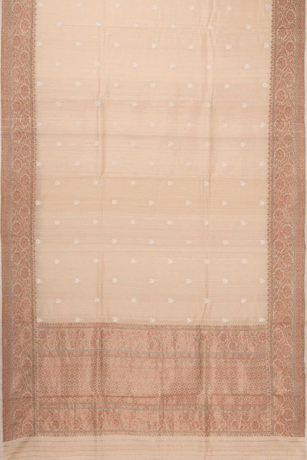 Beige Tussar Silk Saree