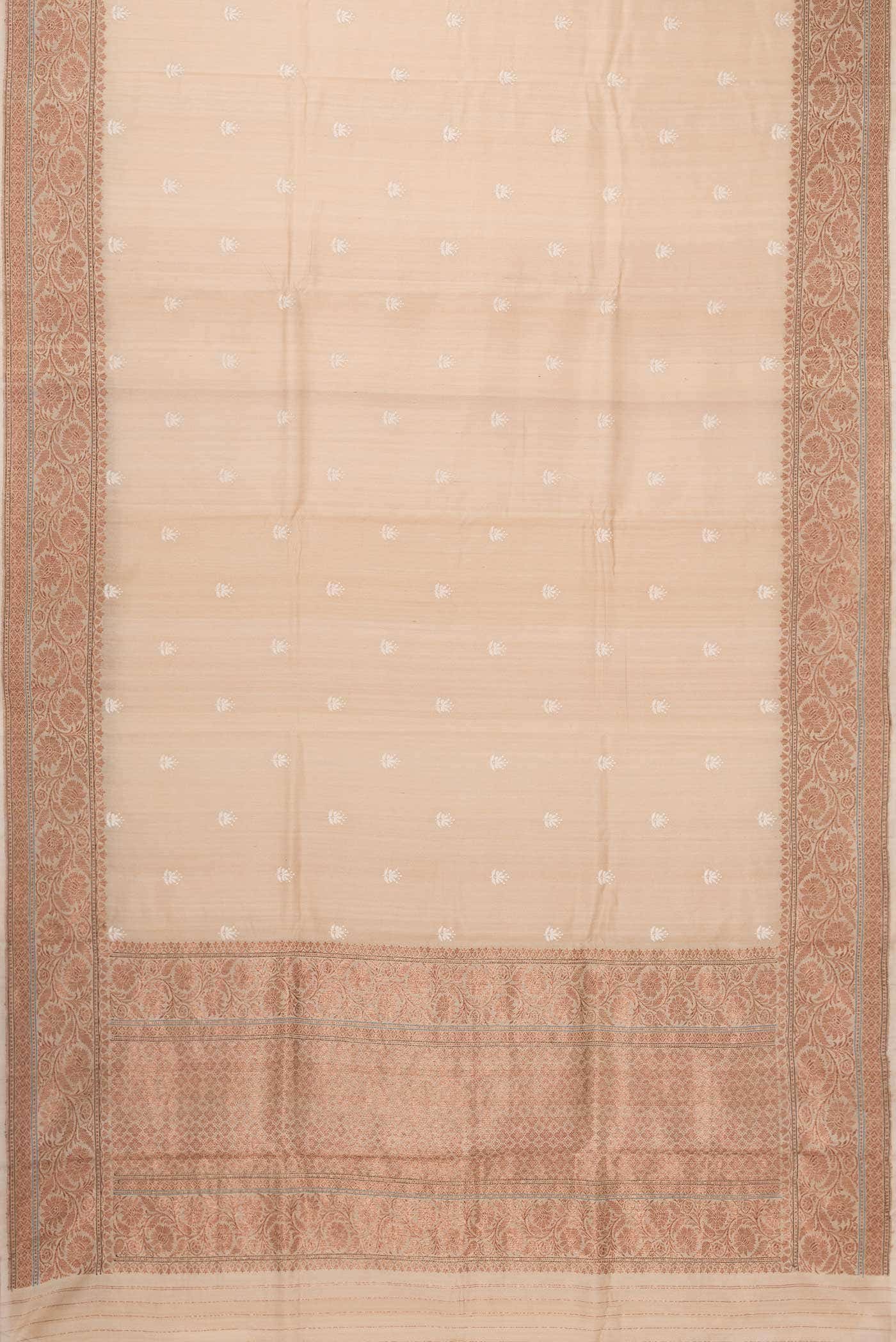 Beige Tussar Silk Saree