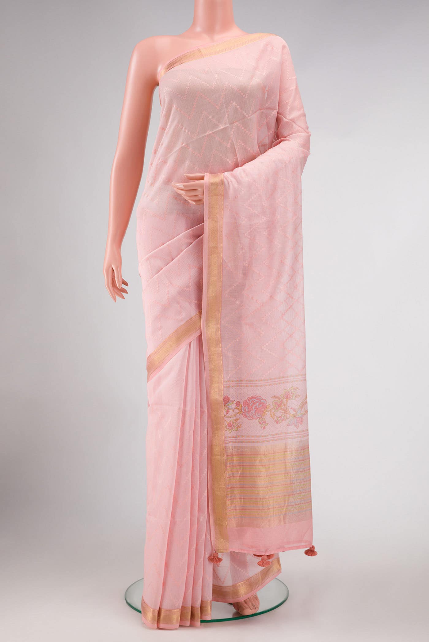 Pink Chanderi Silk Saree