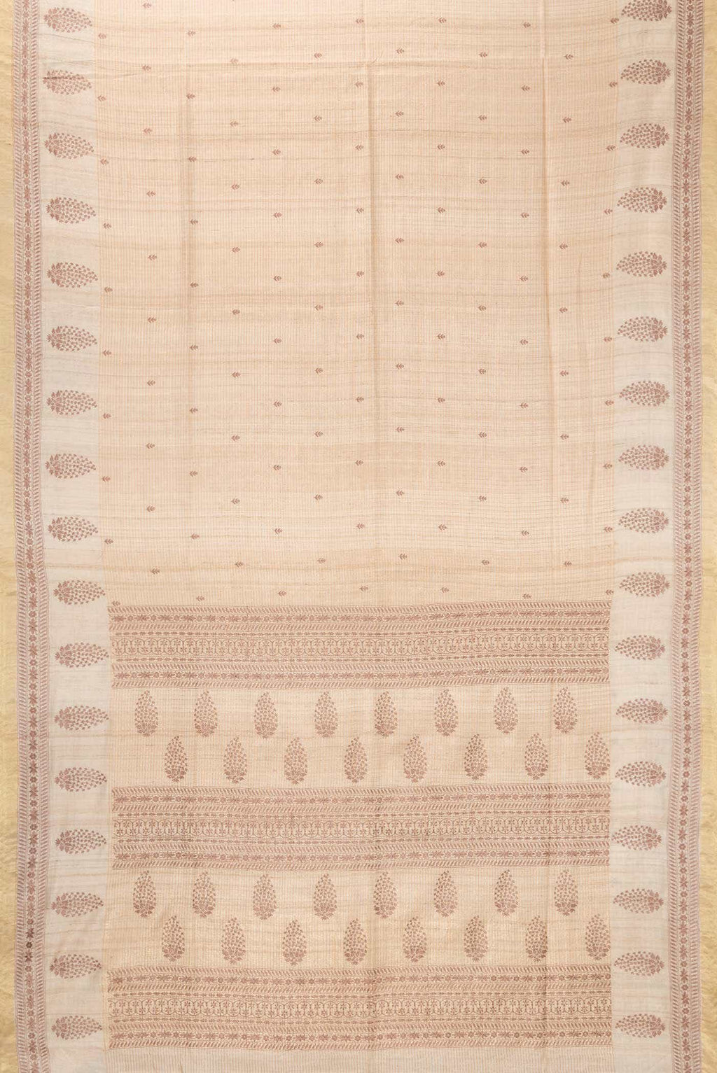 Beige Tussar Silk Saree