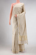 Beige Tussar Silk Saree