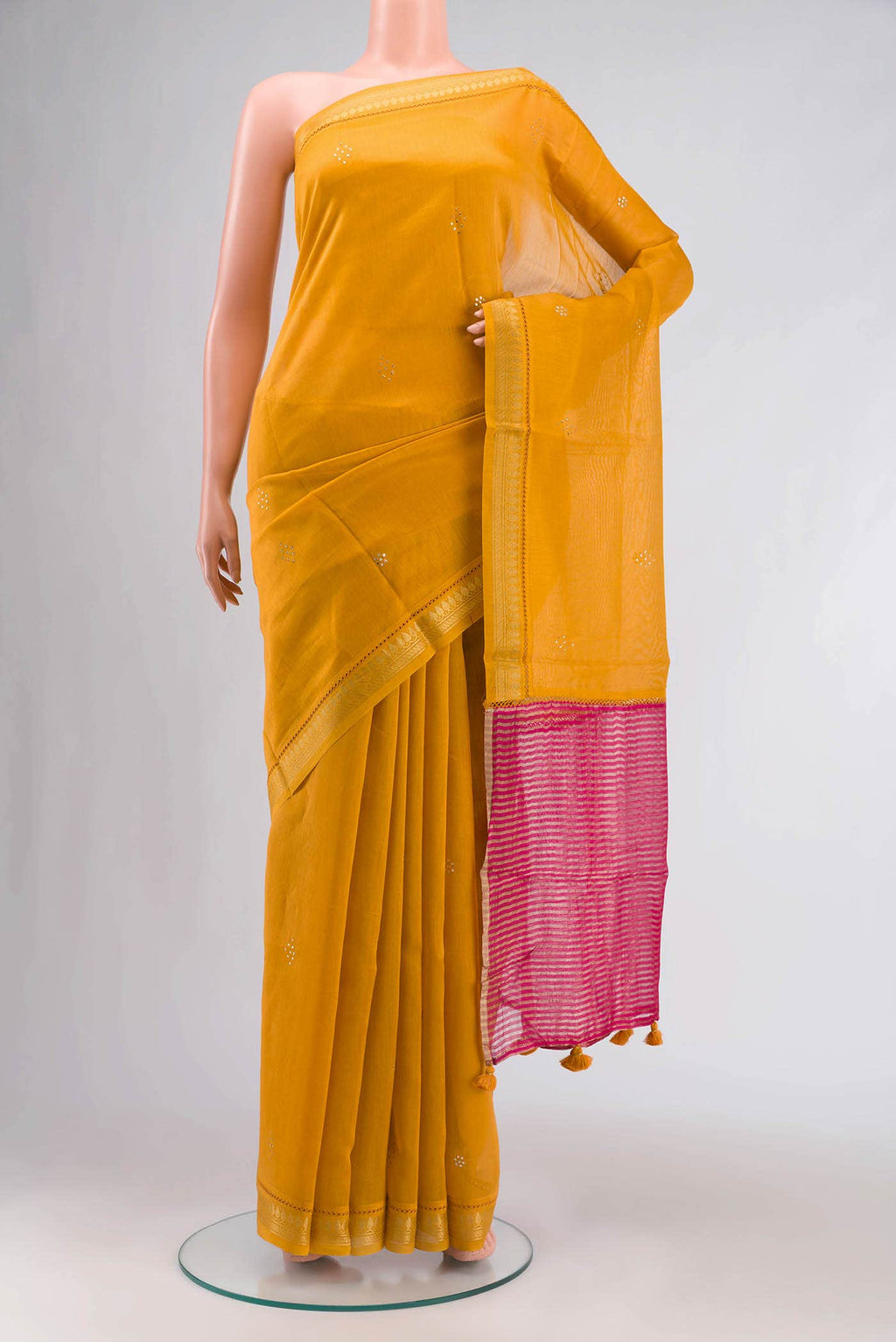Yellow Silk Cotton Saree