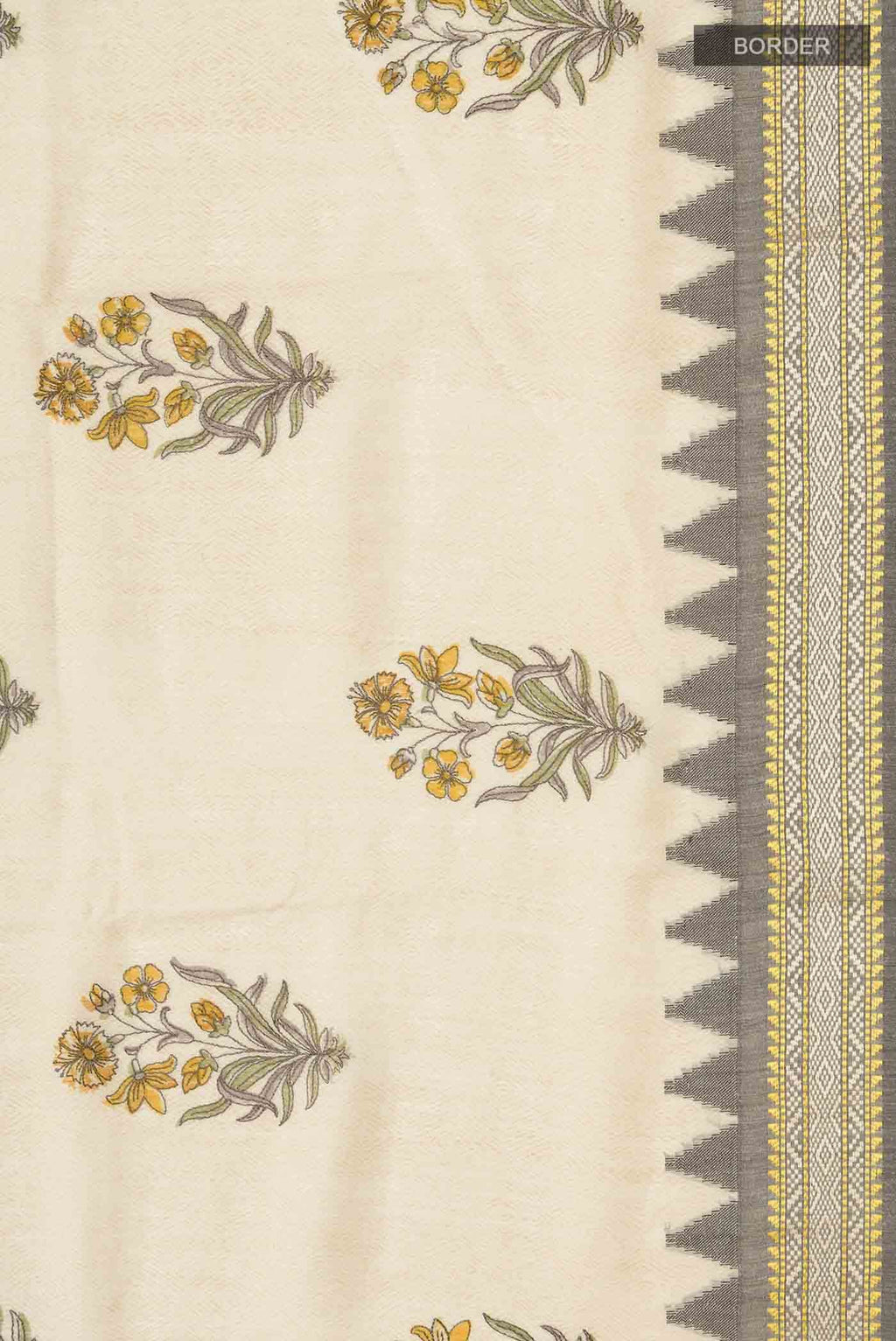 Beige Tussar Silk Saree