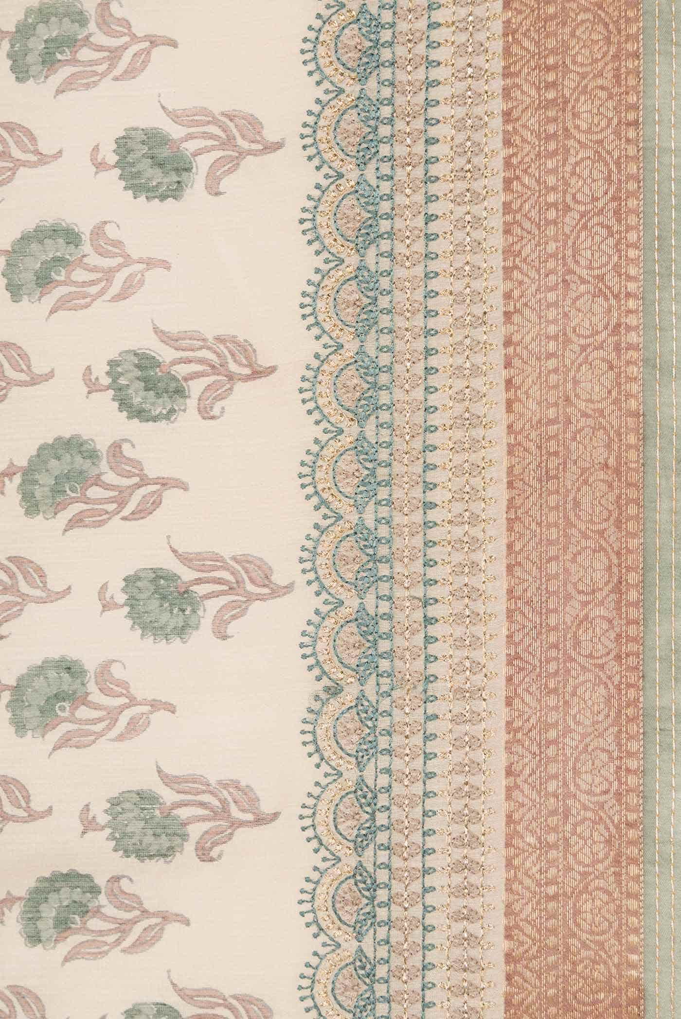 Beige Tussar Silk Saree