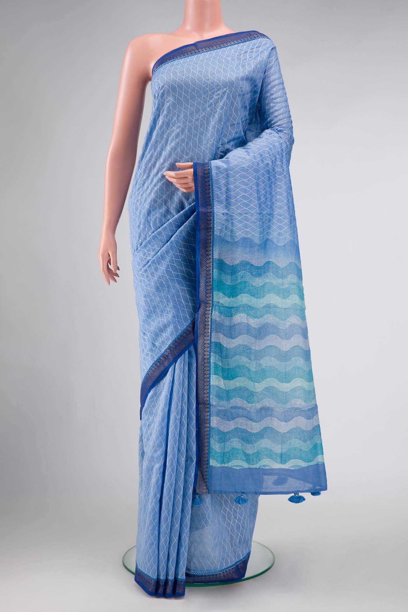 Light Blue Chanderi Silk Saree