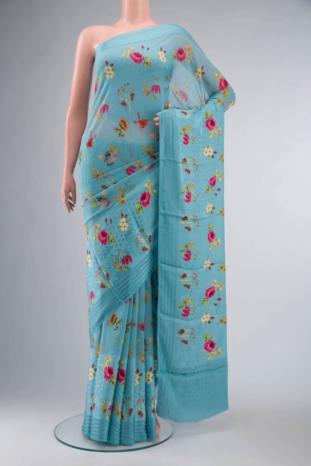 Blue Georgette Saree