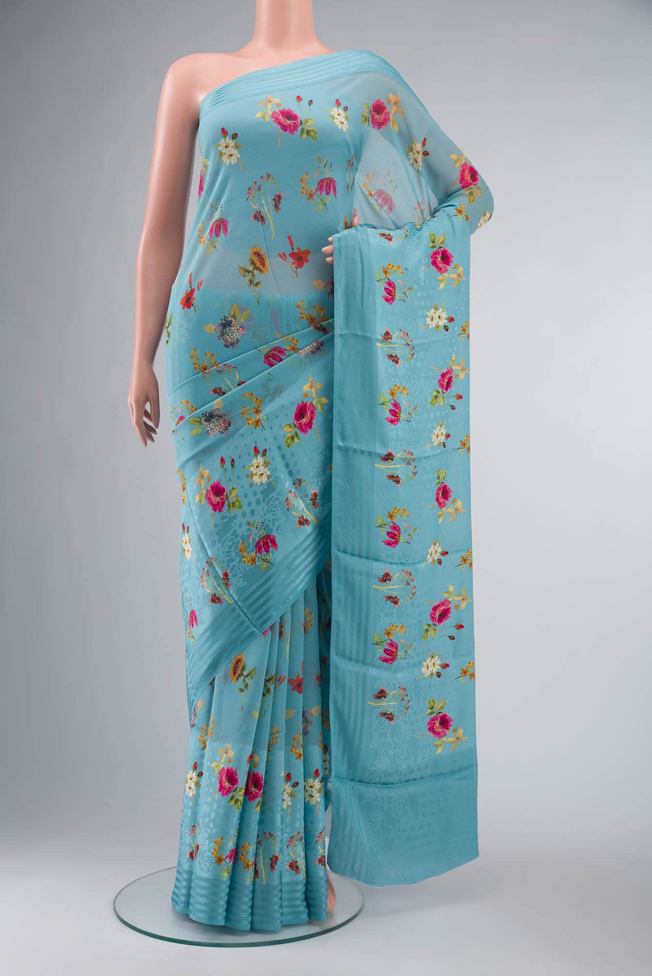 Blue Georgette Saree