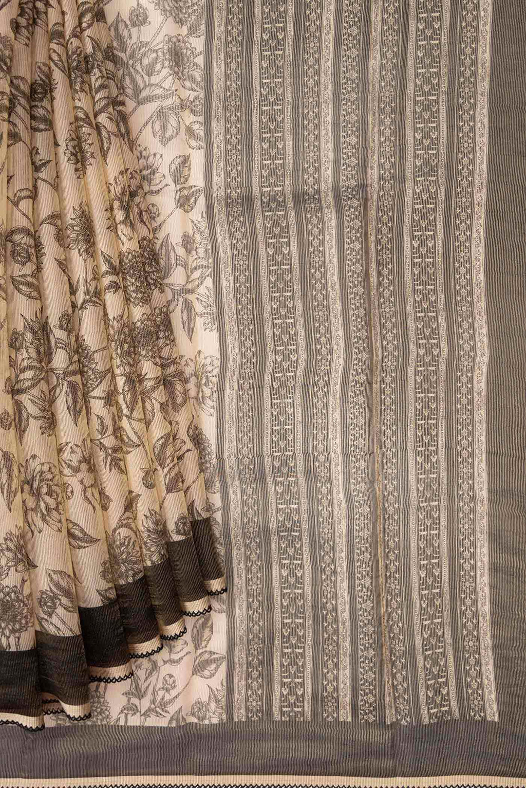 Beige Dual Tone Tussar Silk Saree