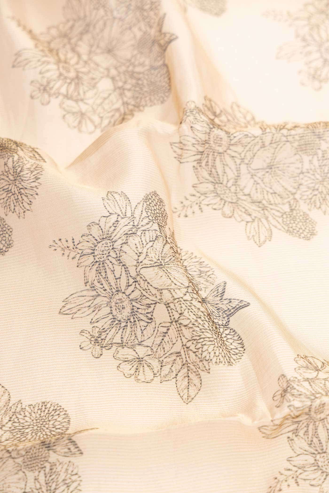 Beige Tussar Silk Saree